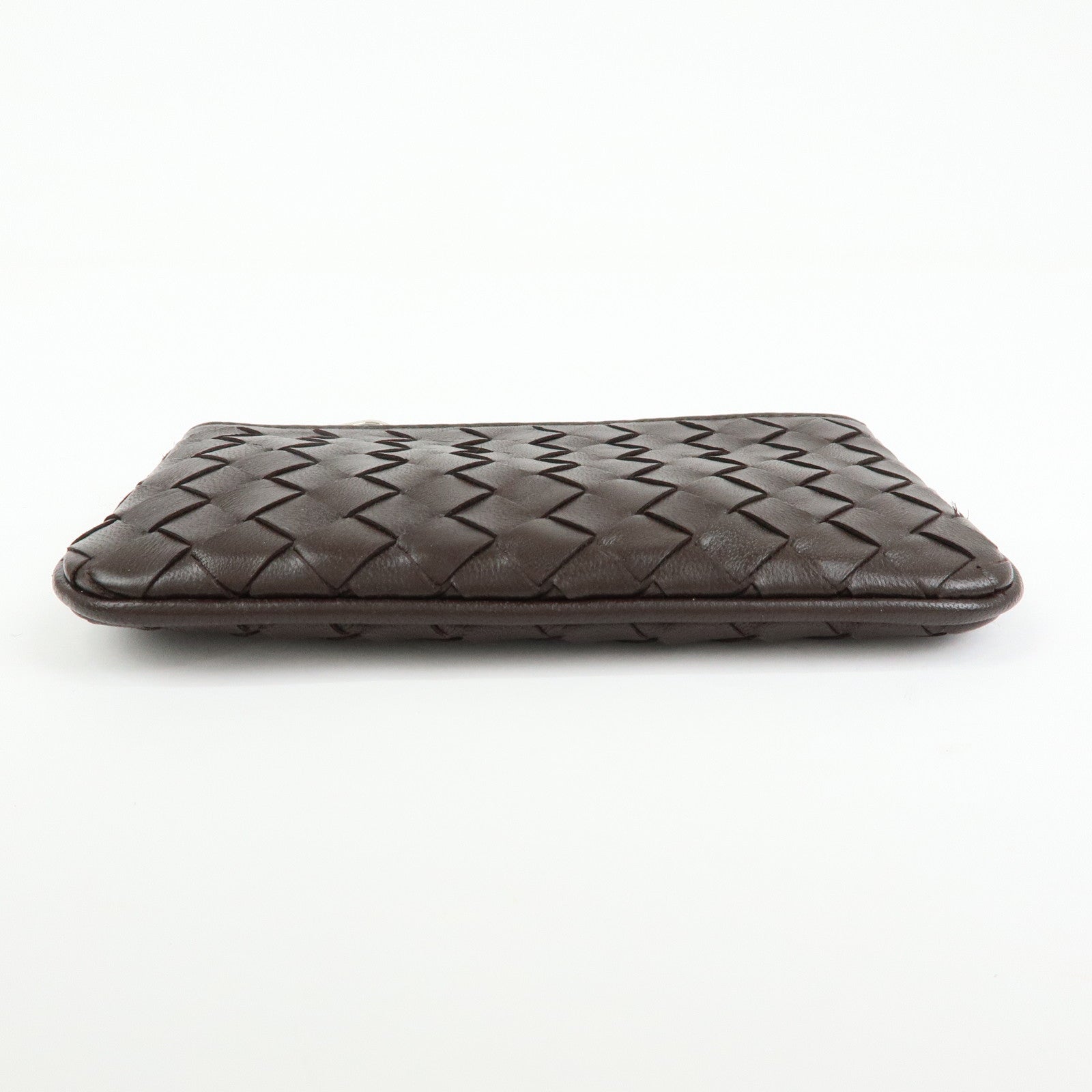 BOTTEGA VENETA Intrecciato Leather Coin Key Case Brown 131232