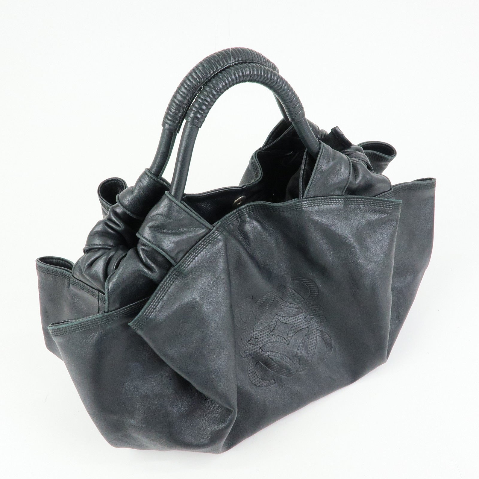 LOEWE Anagram Leather Nappa Aire Hand Bag Tote Bag Black
