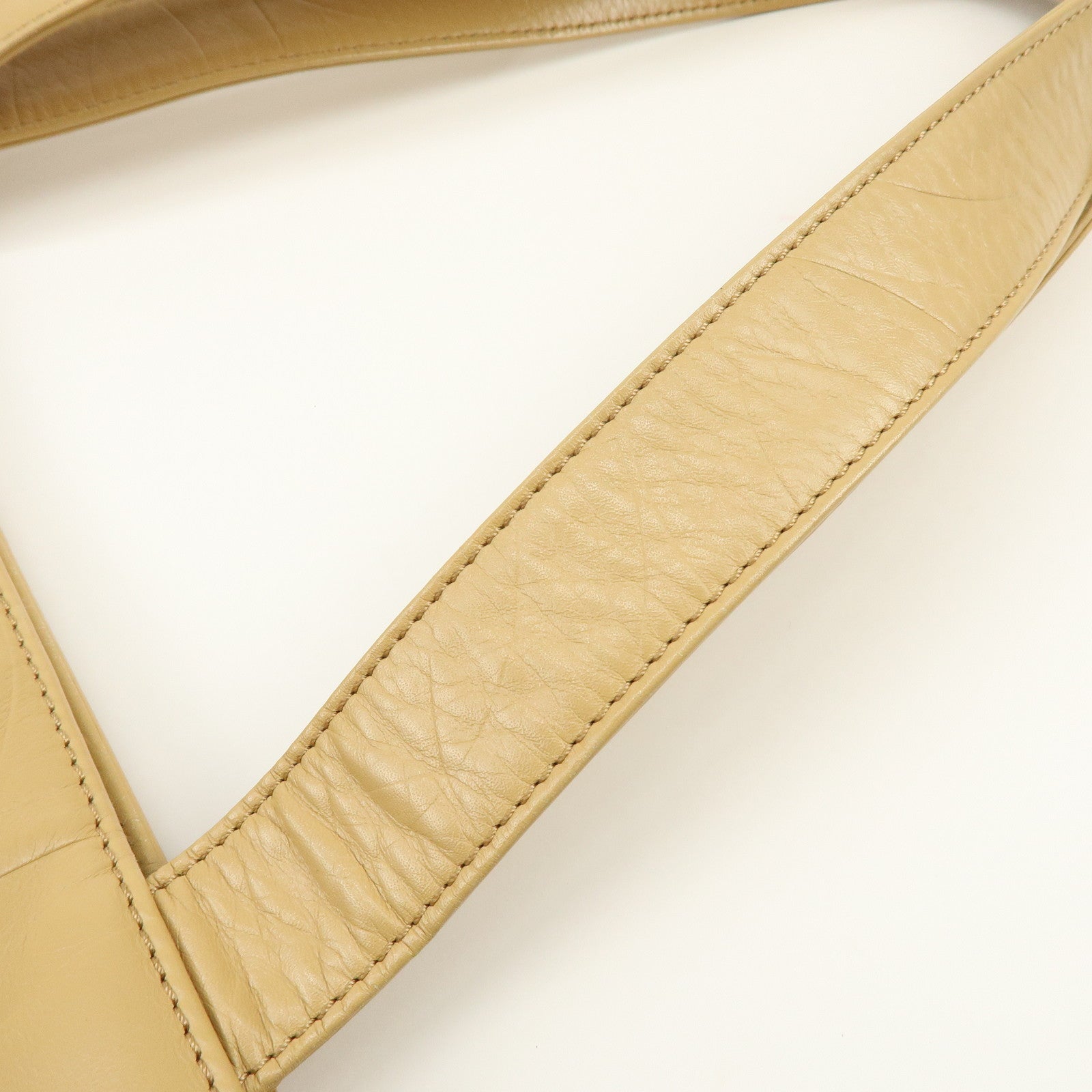 CHANEL COCO Mark Leather Tote Bag Shoulder Bag Beige