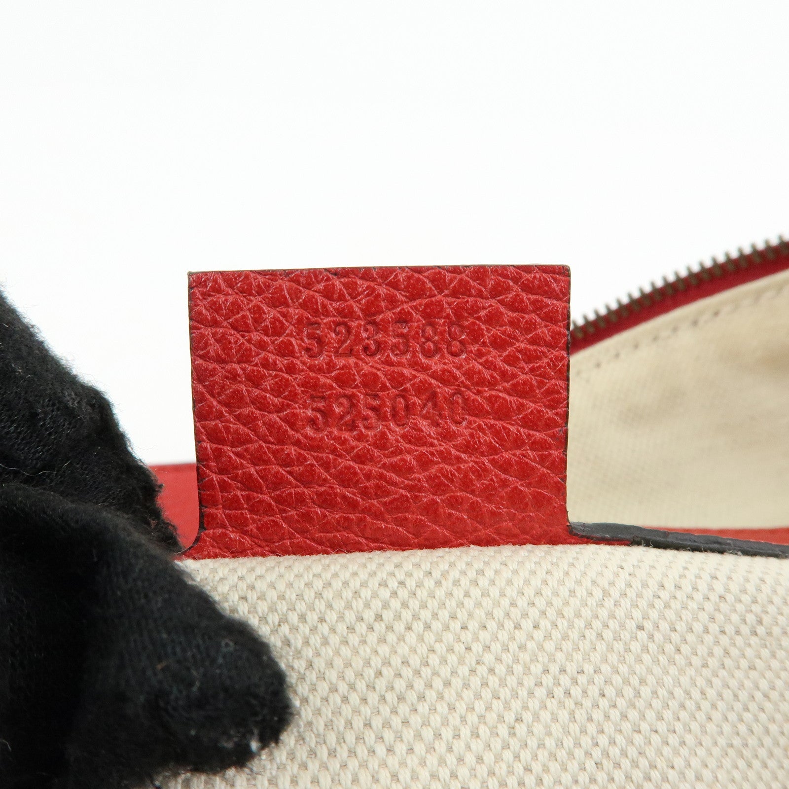 GUCCI Logo Sherry Half Moon Leather Shoulder Bag Red 523588