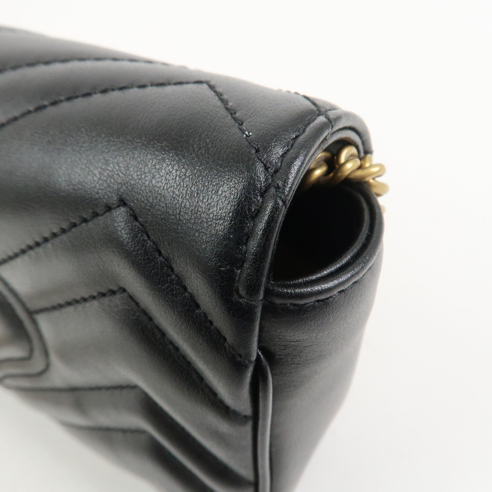 GUCCI GG Marmont Leather Chain Shoulder Bag Black 476433