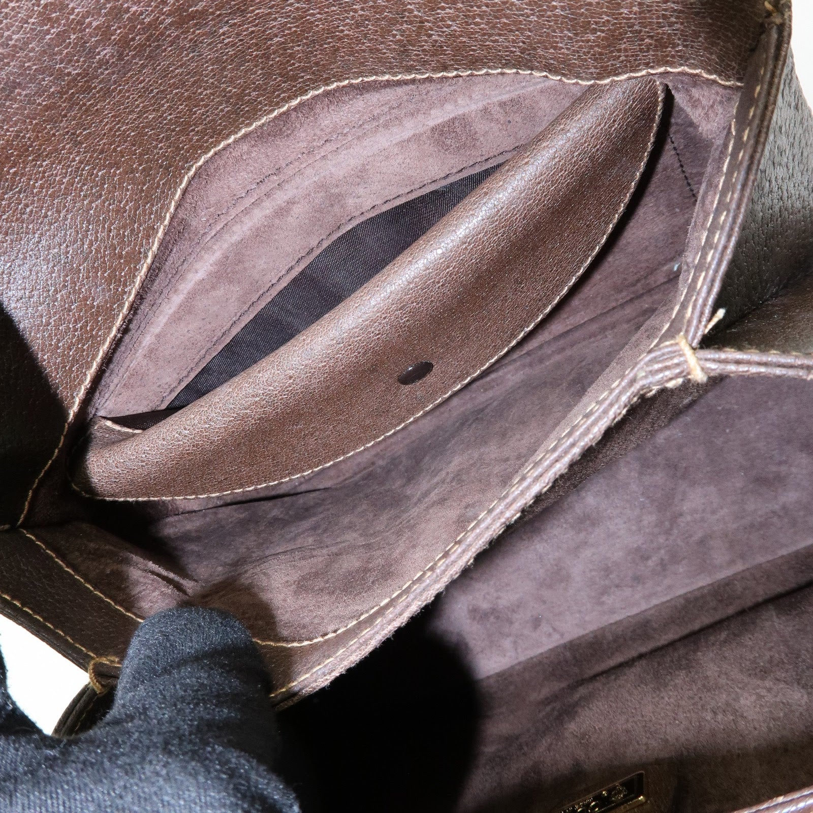 GUCCI Old Gucci Leather Hand Bag Brown 000・406・0025