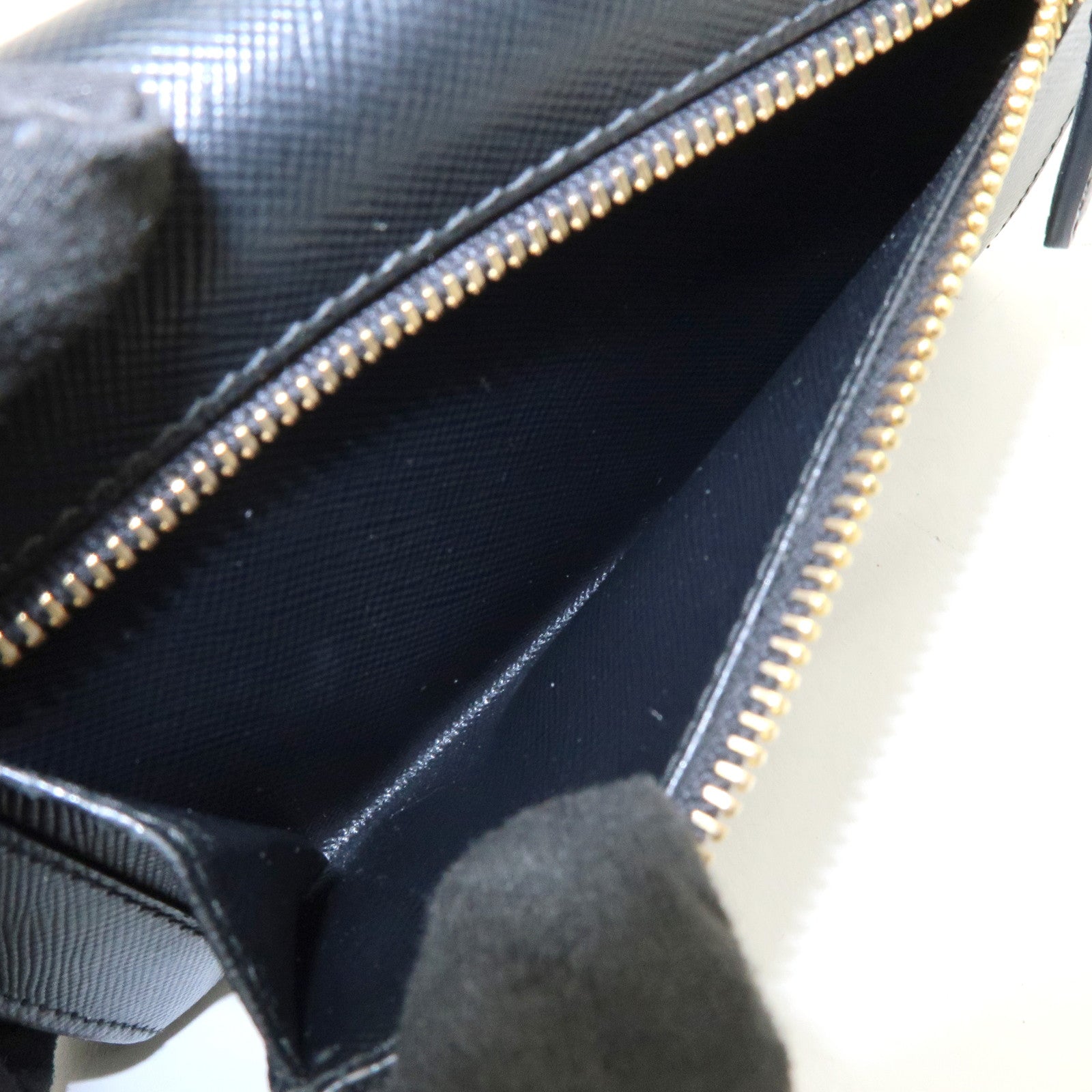 PRADA Triangle Logo Saffiano Leather Bi-fold Flap Wallet Black