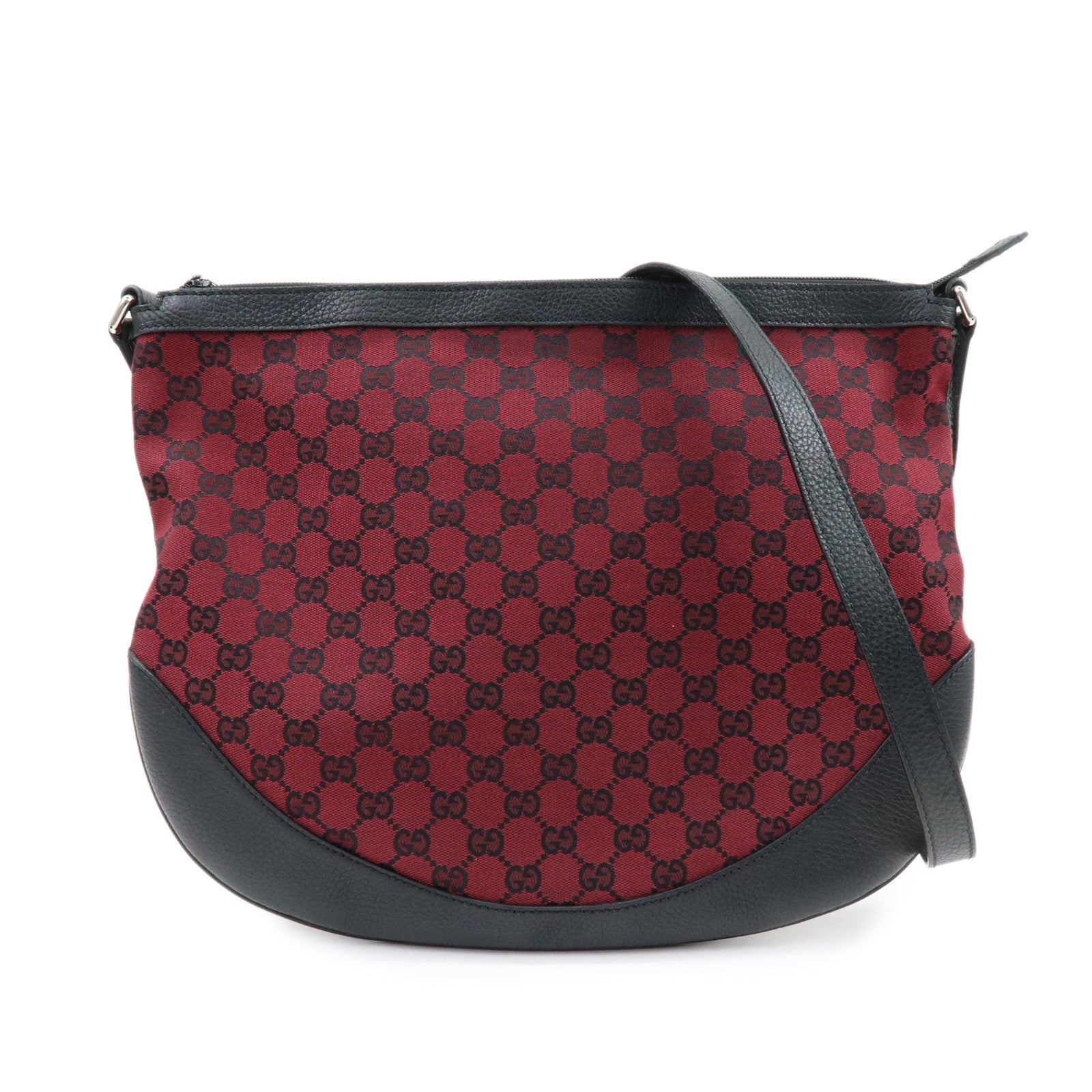 GUCCI GG Canvas Leather Shoulder Bag Crossbody Bag Red Black 272380