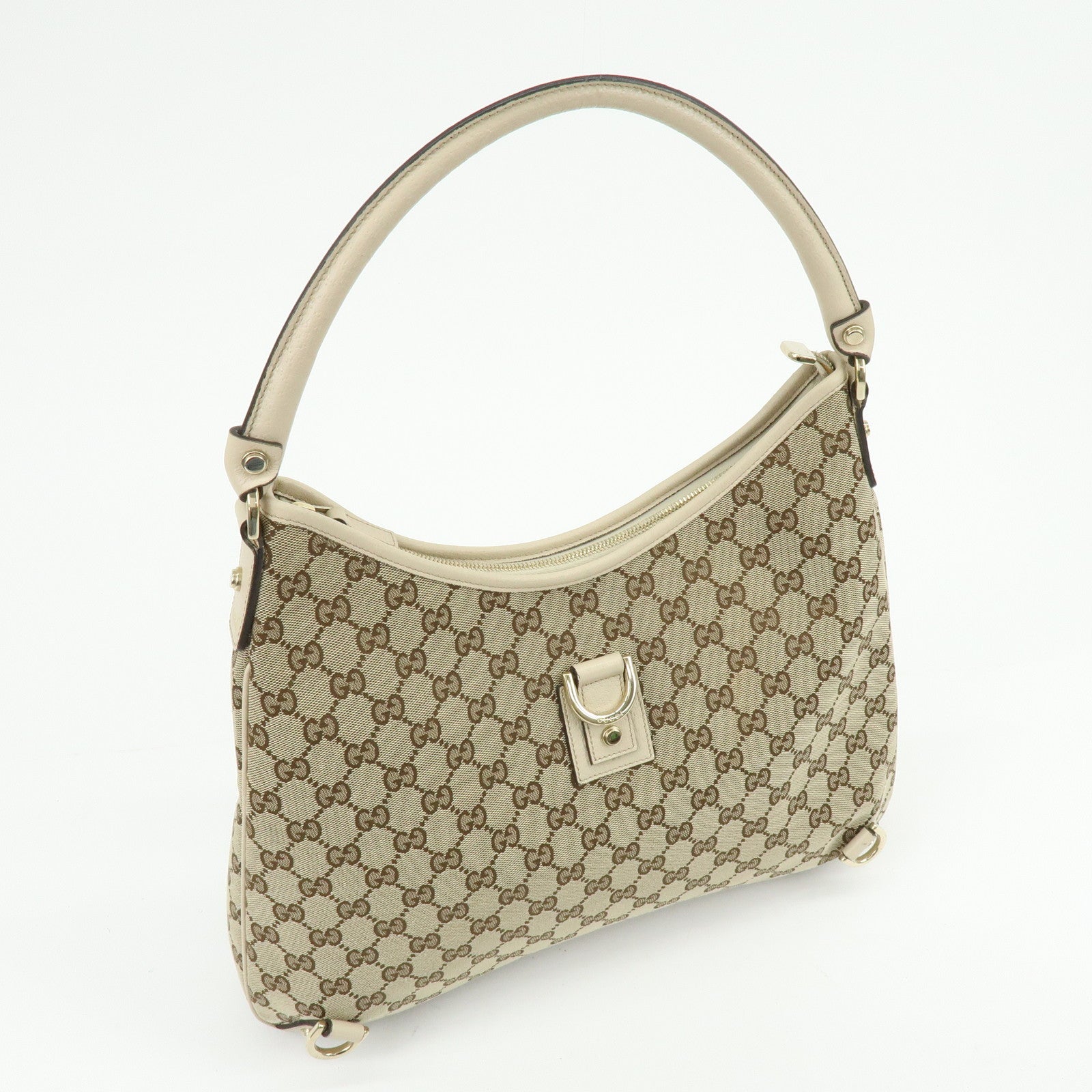 GUCCI Abbey GG Canvas Leather Shoulder Bag Hand Bag Beige 130737