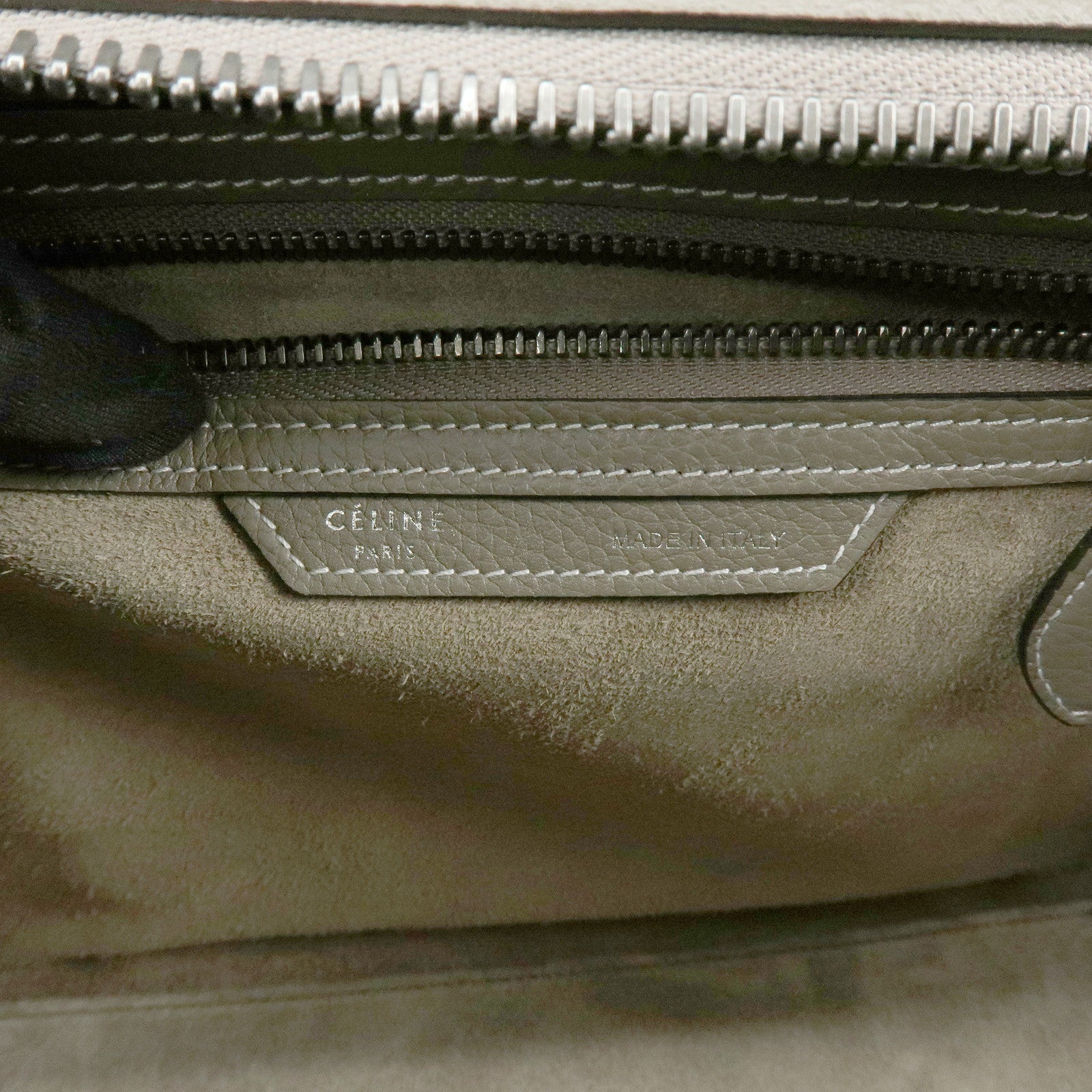 CELINE Luggage Micro Shopper Leather Hand Bag Tote Bag Gray