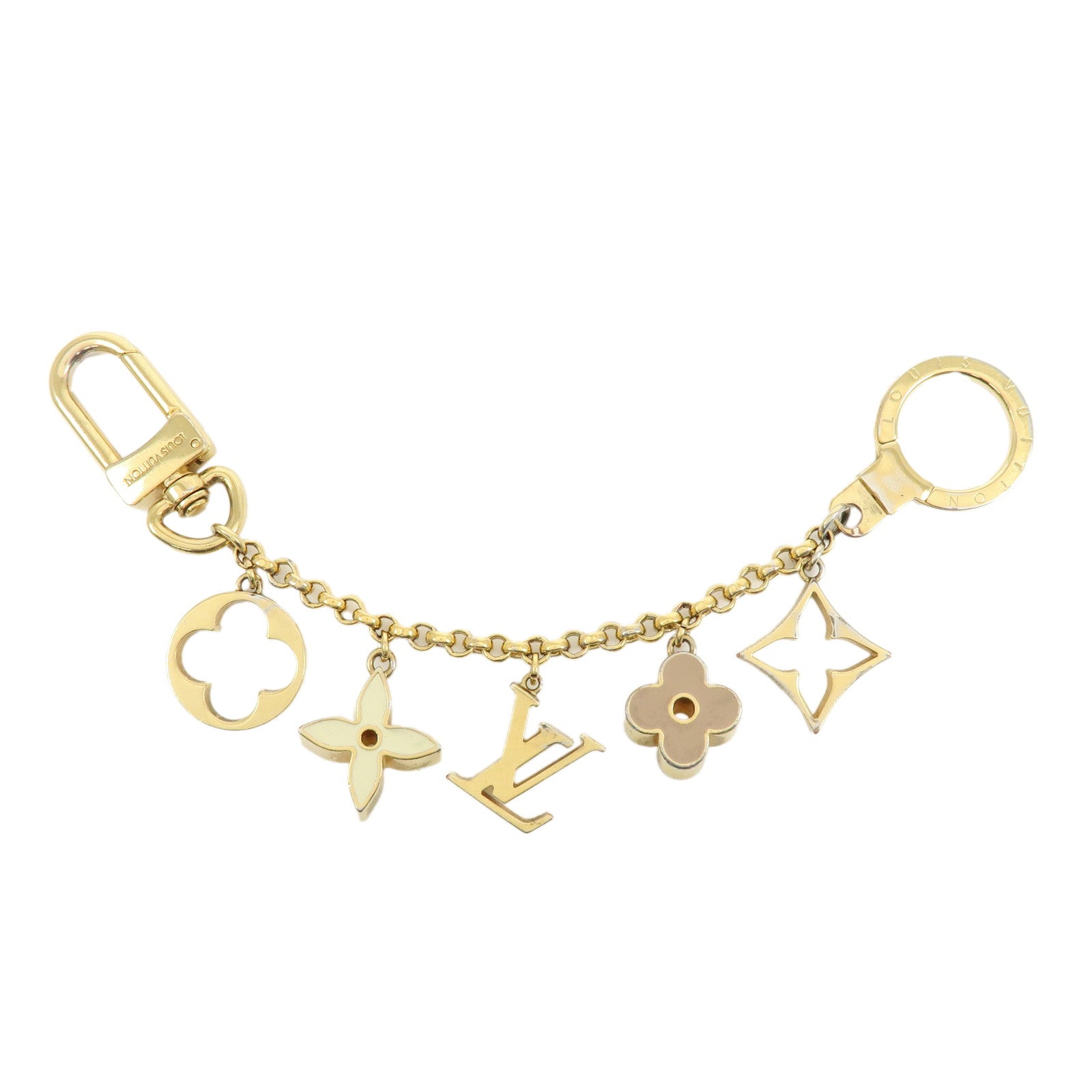 Louis Vuitton Fleur de Monogram Bag Charm Key Chain Gold M65111