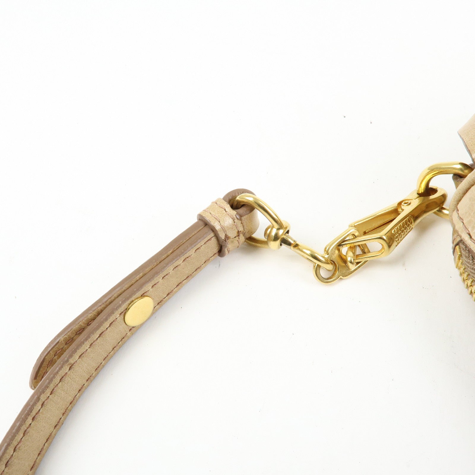MIU MIU Leather Double Sided Ribbons Hand Bag Shoulder Bag Beige