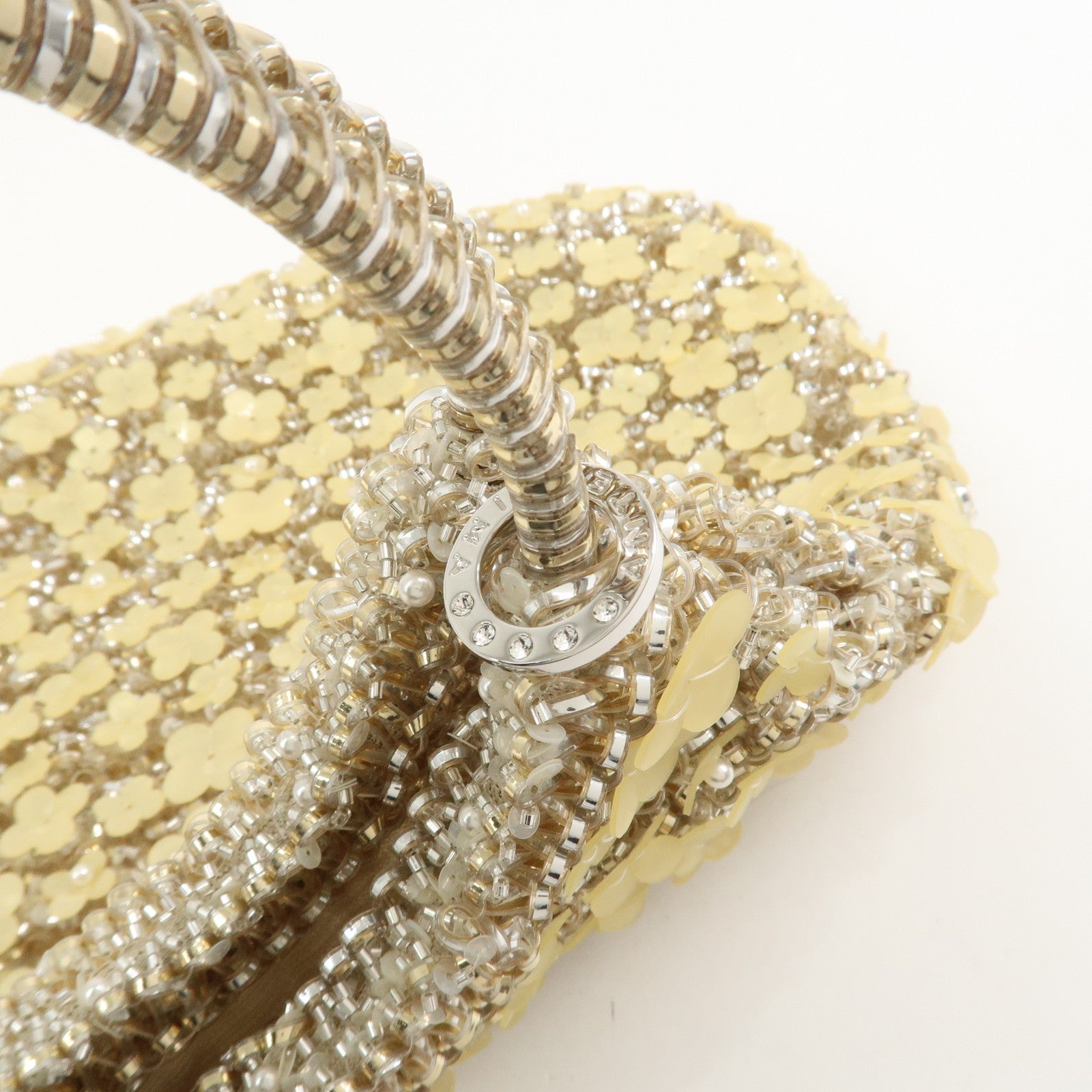 ANTEPRIMA Wire Bag PVC Hand Bag Flower Motif Yellow
