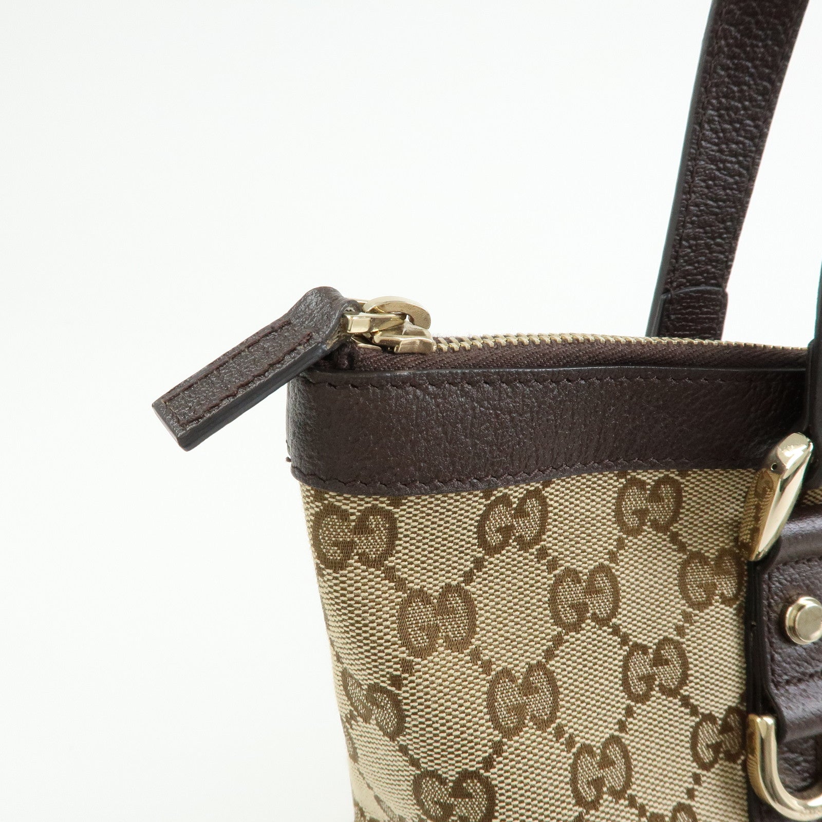 GUCCI Abbey GG Canvas Leather Tote Bag Hand Bag Beige Brown 141470