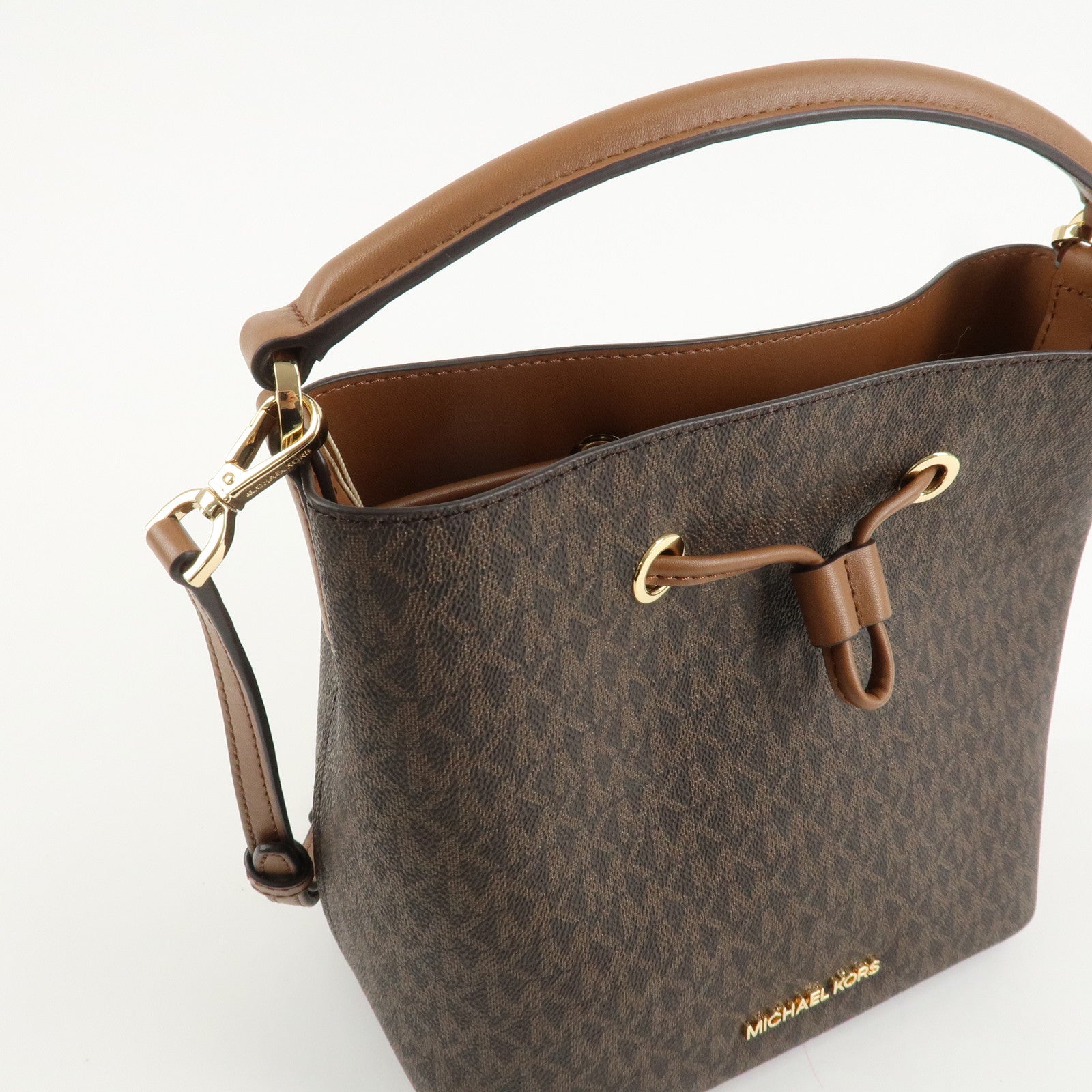 MICHAEL KORS PVC 2Way Leather Hand Bag Shoulder Bag Brown Gold HDW Used