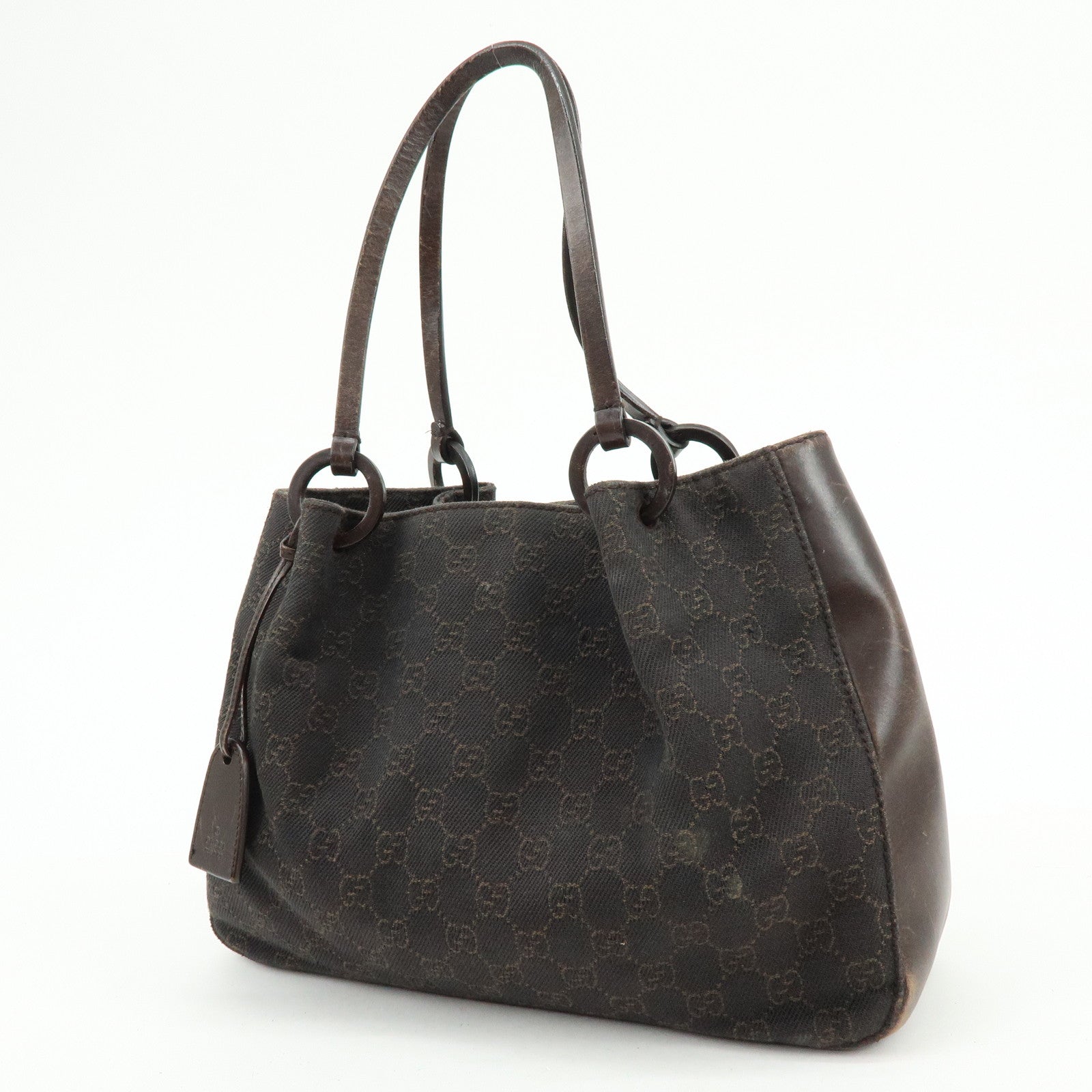 GUCCI GG Monogram Canvas Leather Shoulder Hand Bag Brown 101919