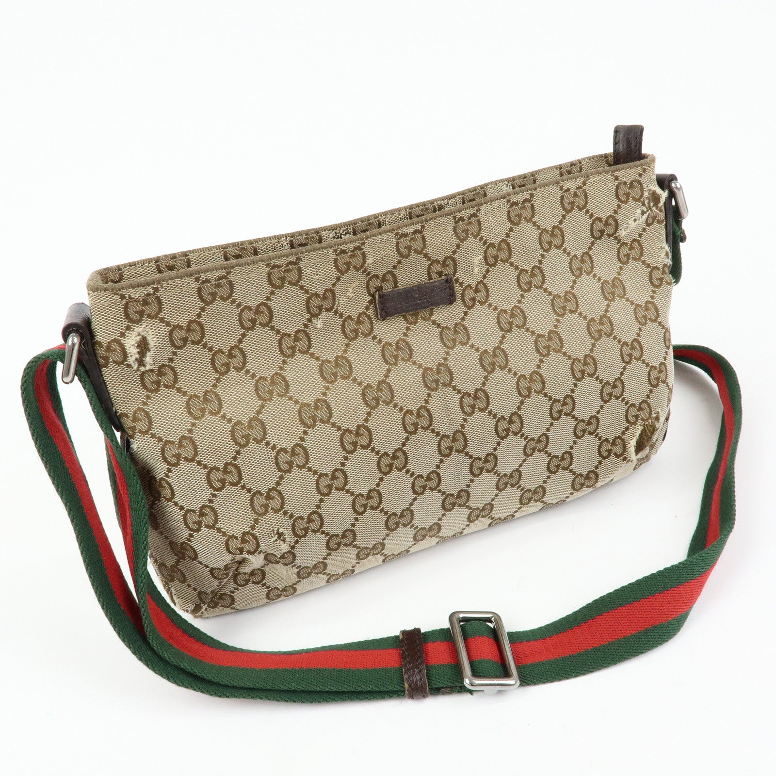 GUCCI Sherry GG Canvas Leather Shoulder Crossbody Bag Beige 189749