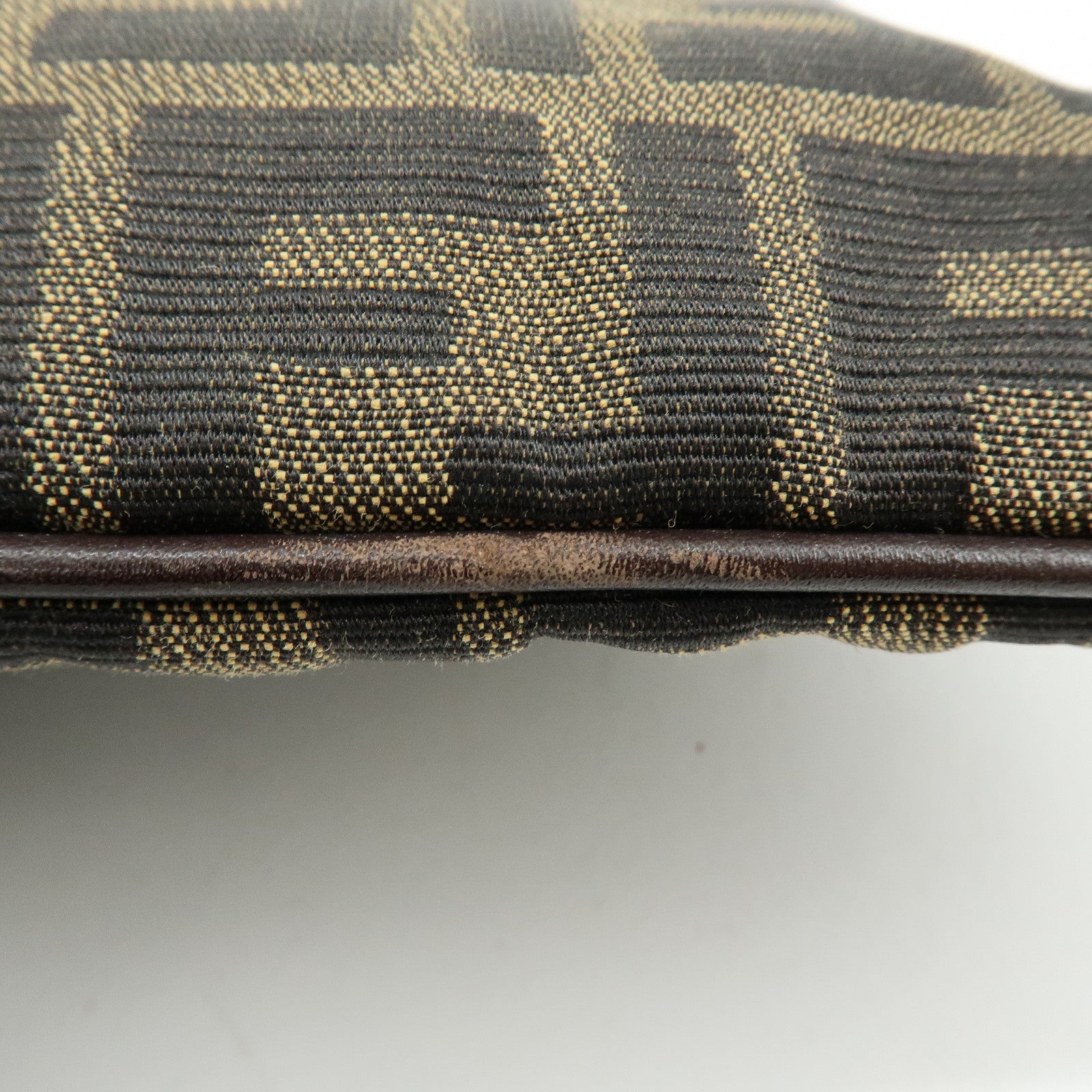 FENDI Zucca Canvas Leather Shoulder Bag Brown Black 83150820992