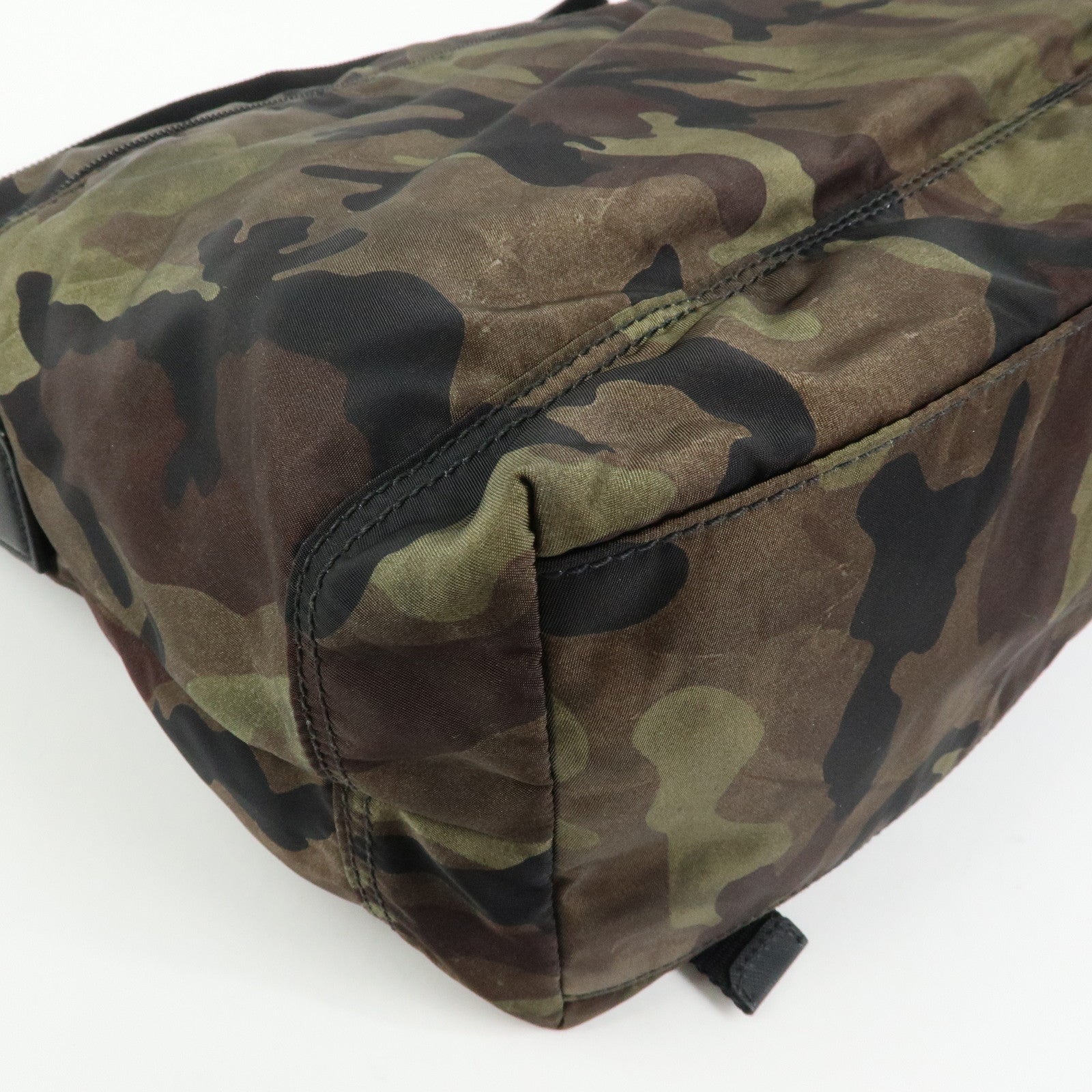 PRADA Triangle Logo Camouflage Nylon Saffiano Leather Shoulder Bag