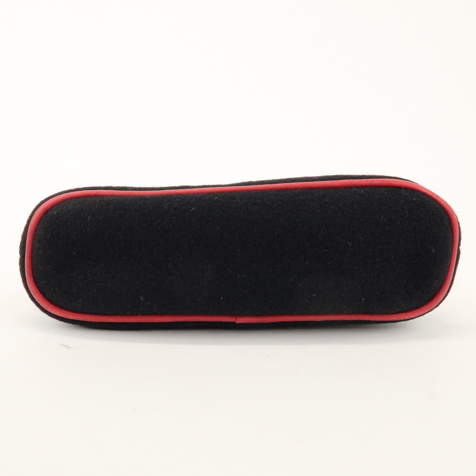 HERMES Bolide Pouch MM Wool Leather Cosmetic Pouch Black Red