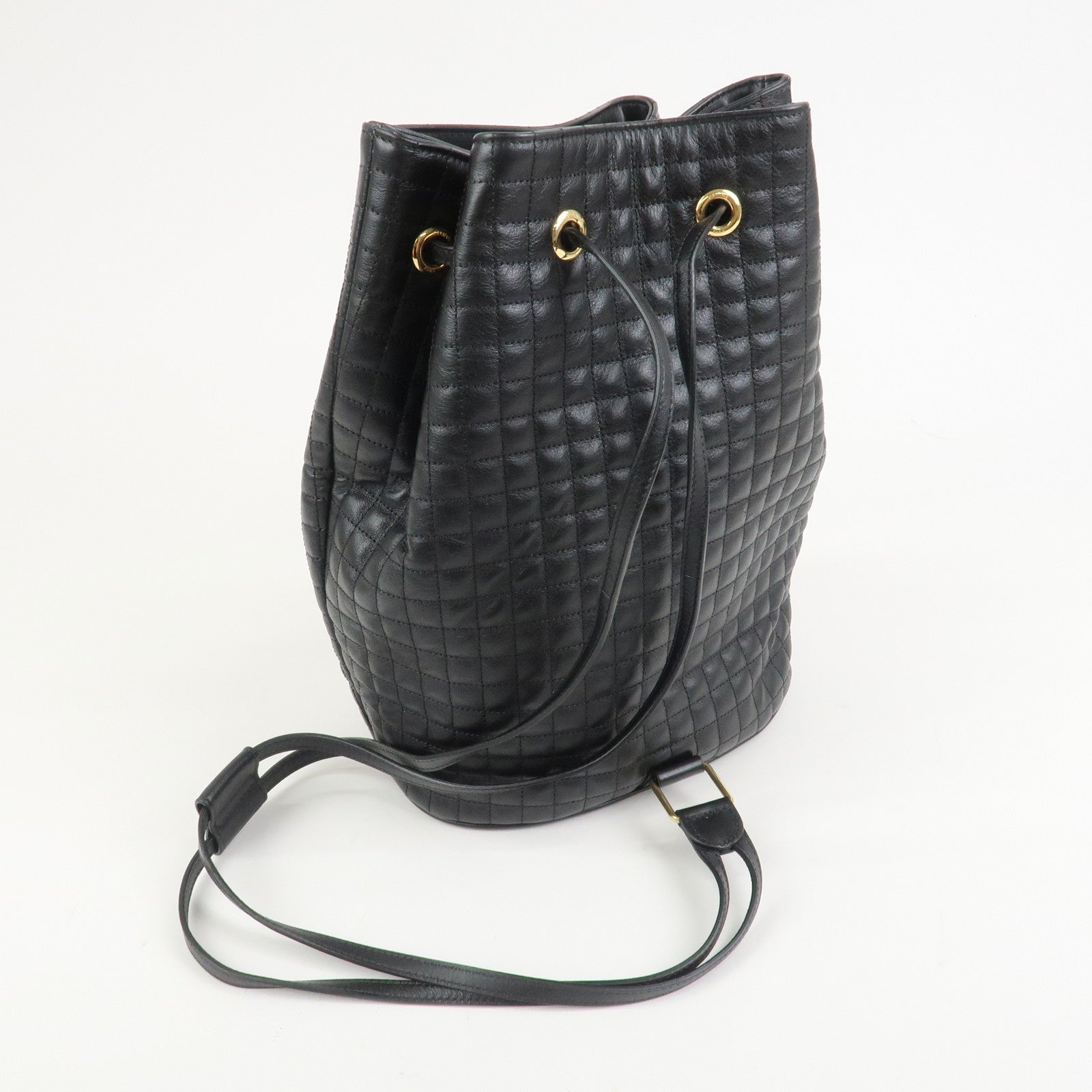 CELINE Quilted Leather Backpack Rucksack Shoulder Bag Black