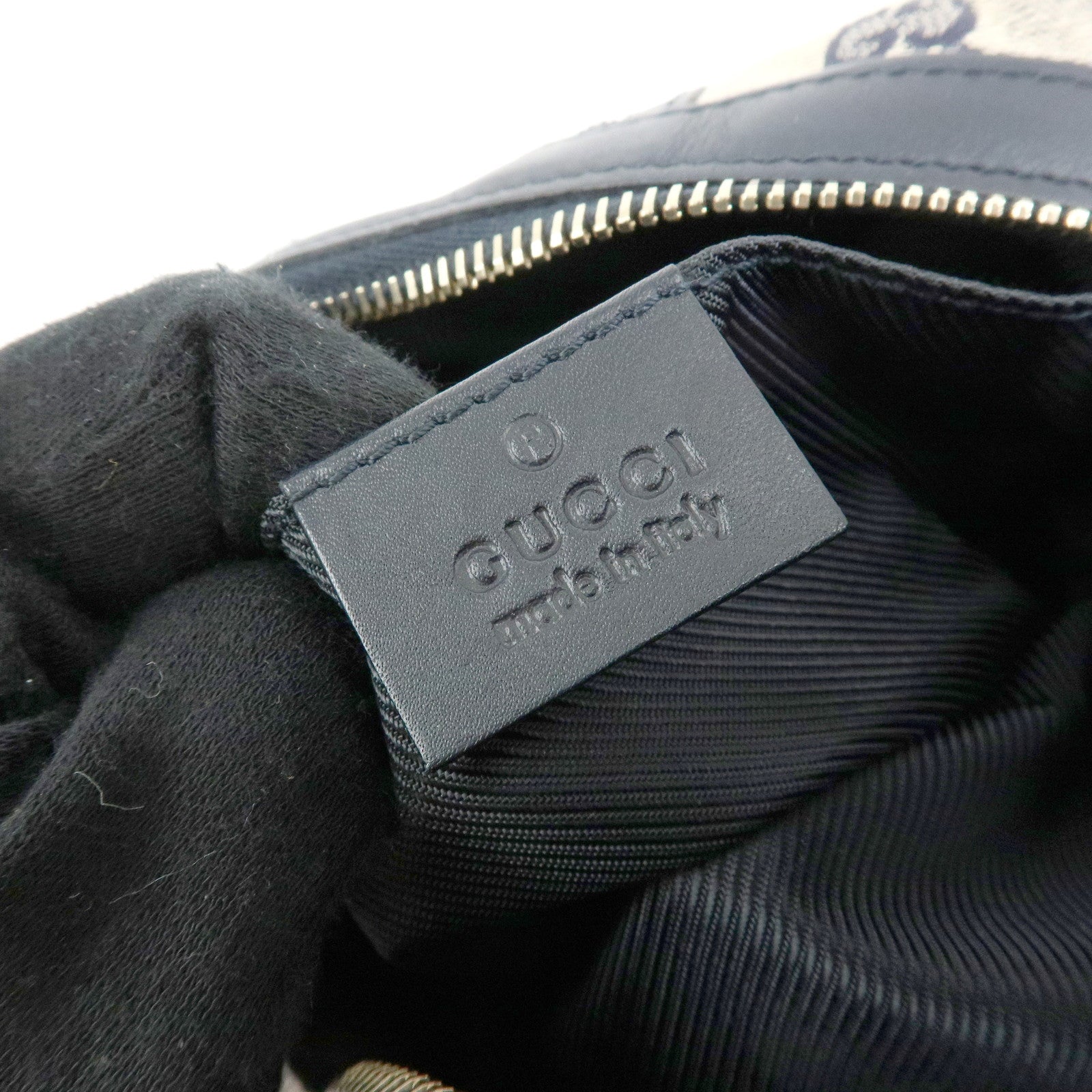 GUCCI Sherry GG Canvas Leather Cosmetic Pouch Navy 256636