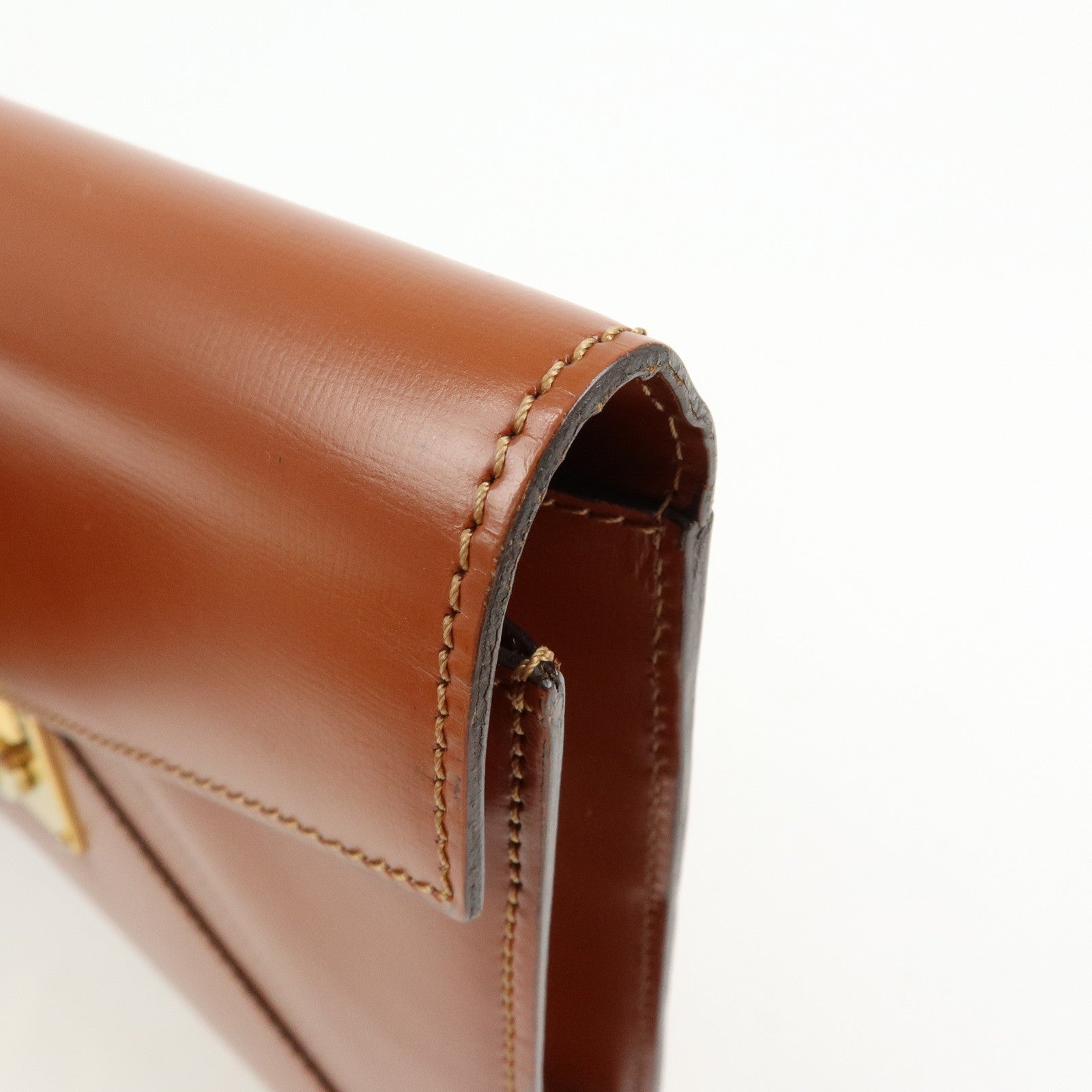 LOEWE Anagram Logo Leather Clutch Bag Wristlet Bag Brown