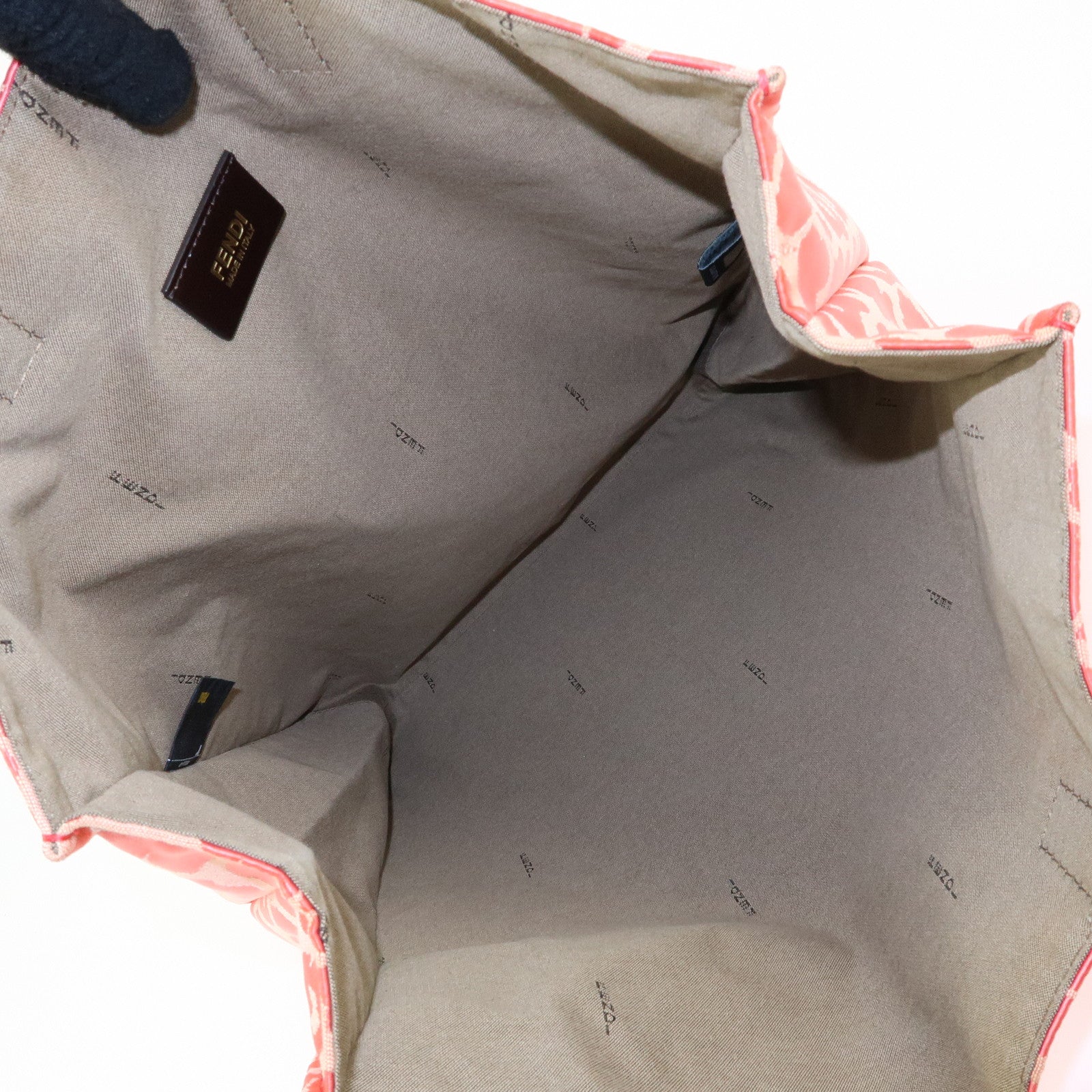 FENDI Canvas Leather Tote Bag Hand Bag Leopard Pink 8BH173