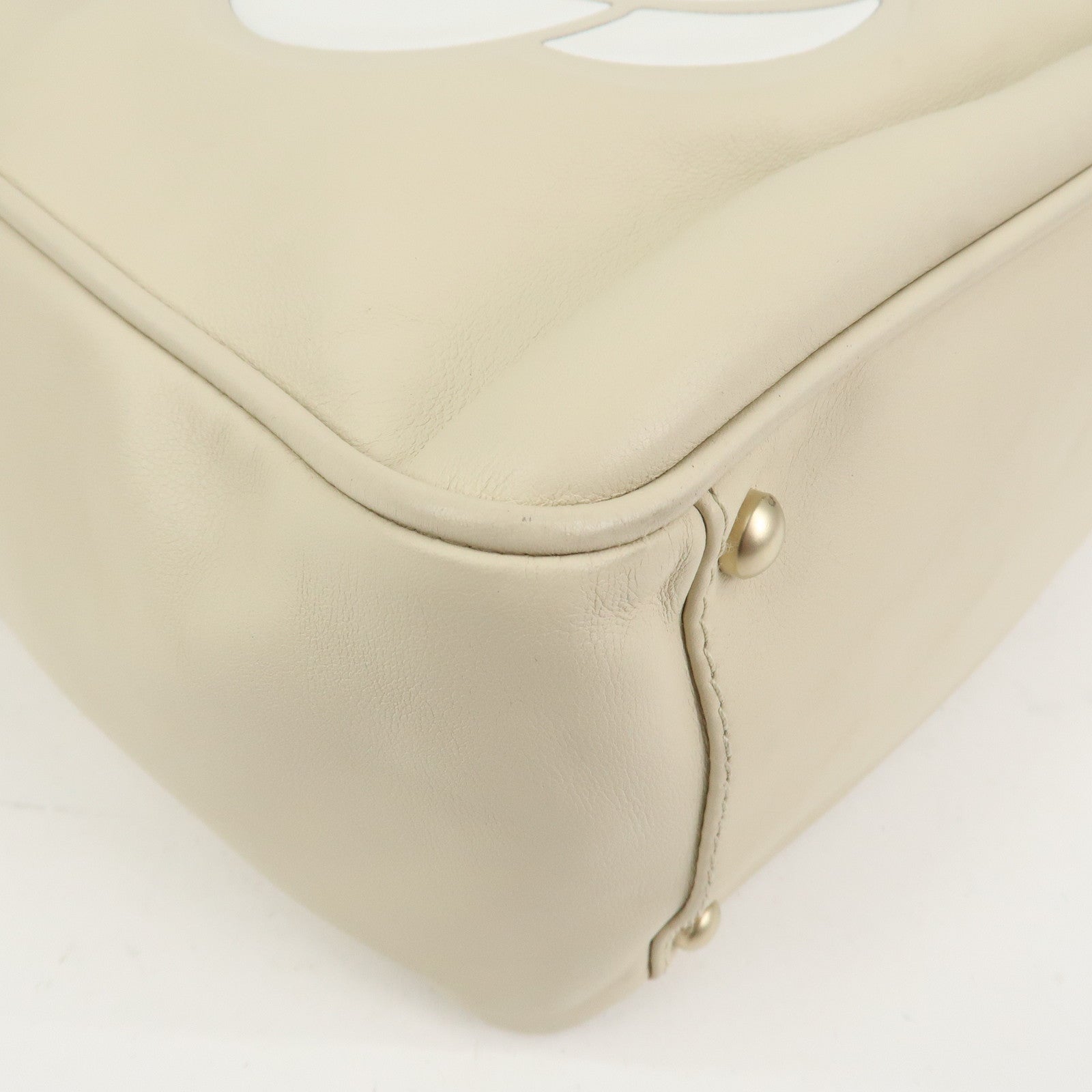CHANEL Camelia Lambskin Hand Bag Tote Bag Ivory A20856