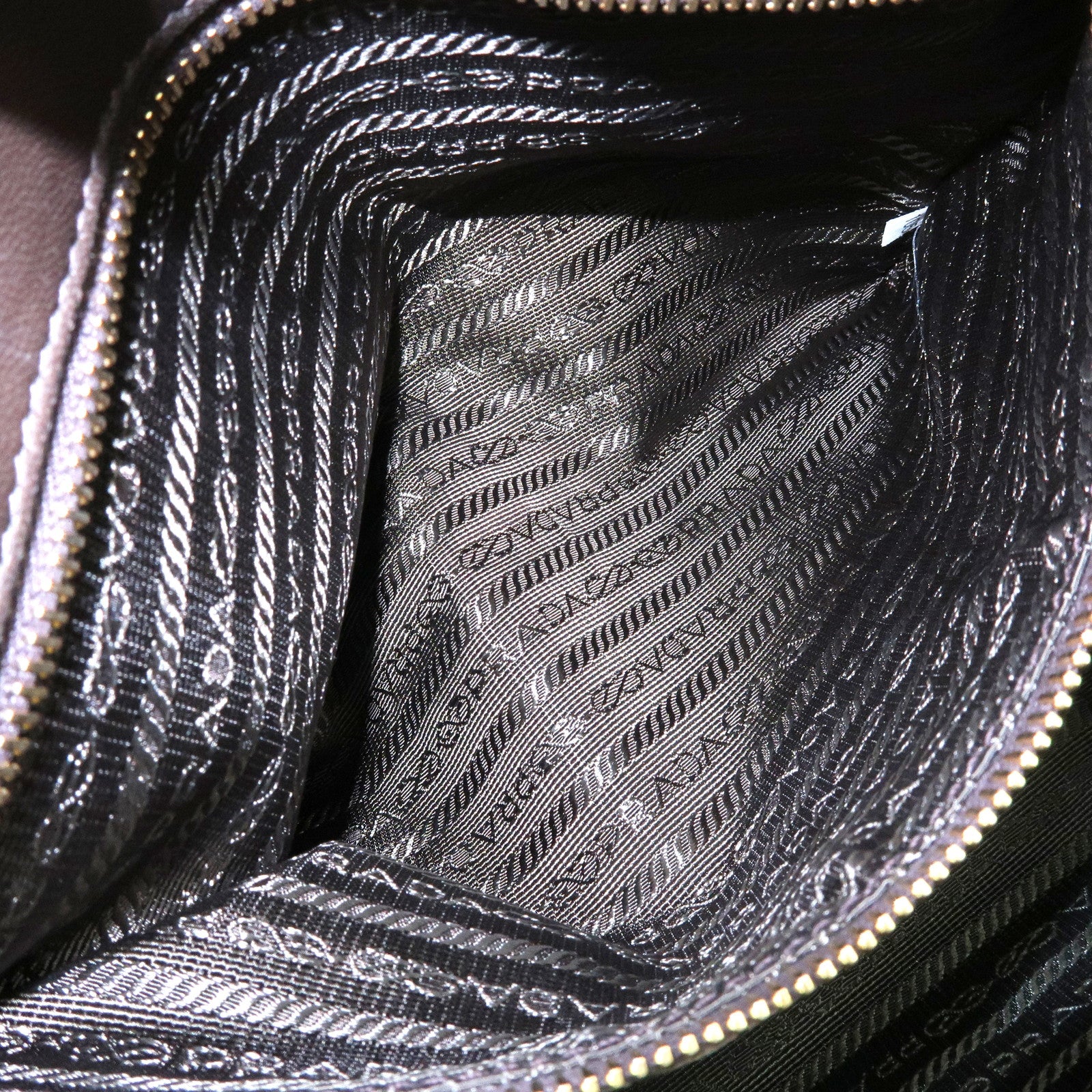 PRADA Nylon Leather Gathered 2Way Bag Hand Bag Khaki BN1407