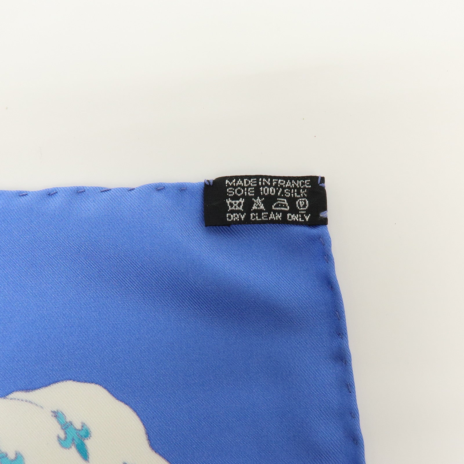 HERMES Carre 90 Silk 100% PAVOIS Scarf Blue