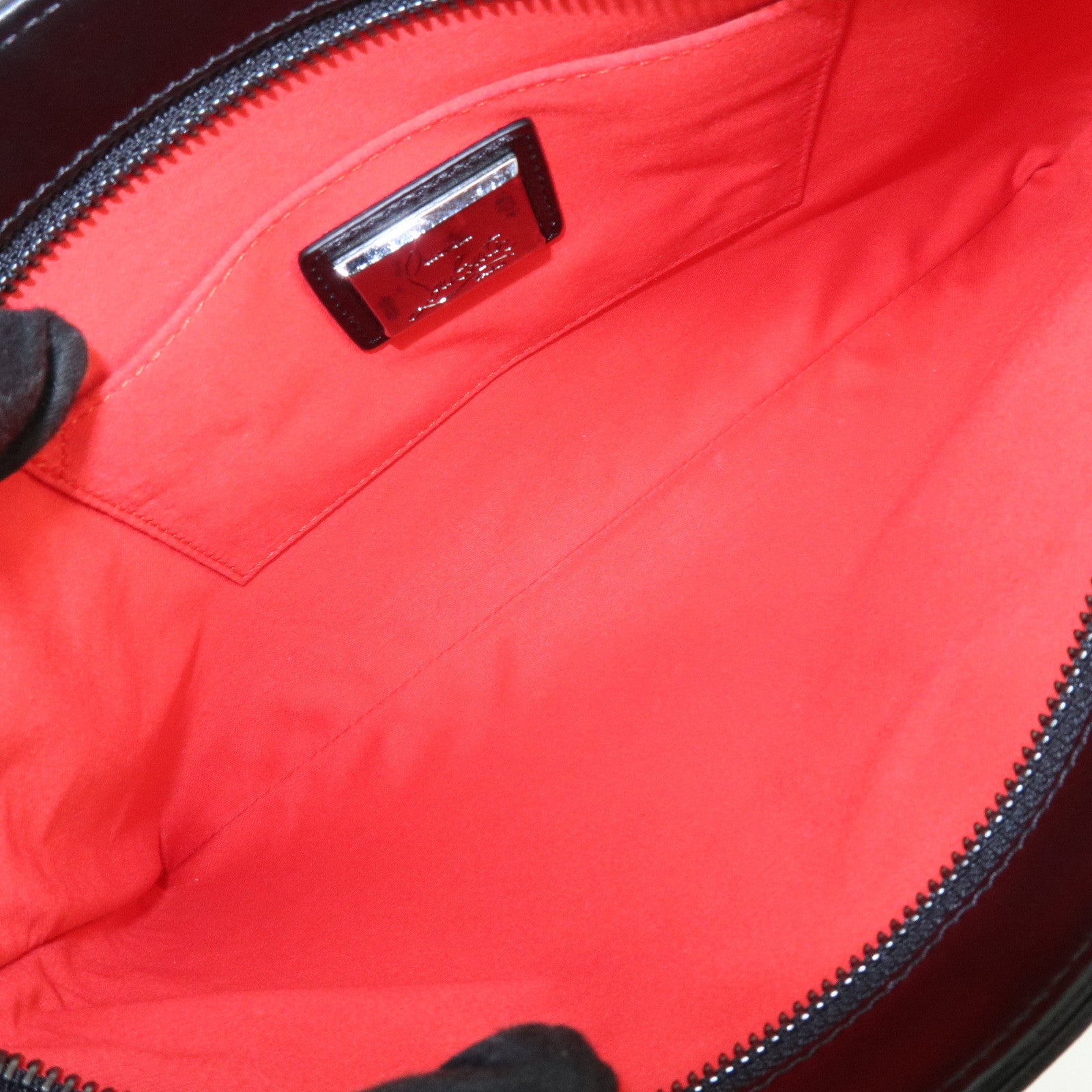 Christian Louboutin Leather 2Way Bag Chain Shoulder Bag Black Red