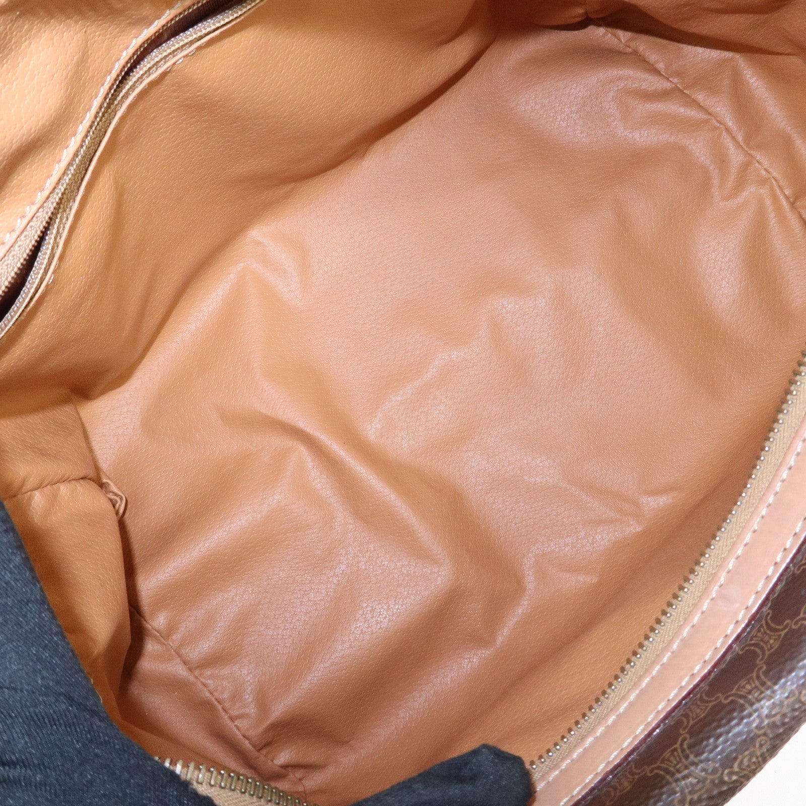 CELINE Macadam PVC Leather Boston Bag Hand Bag Brown