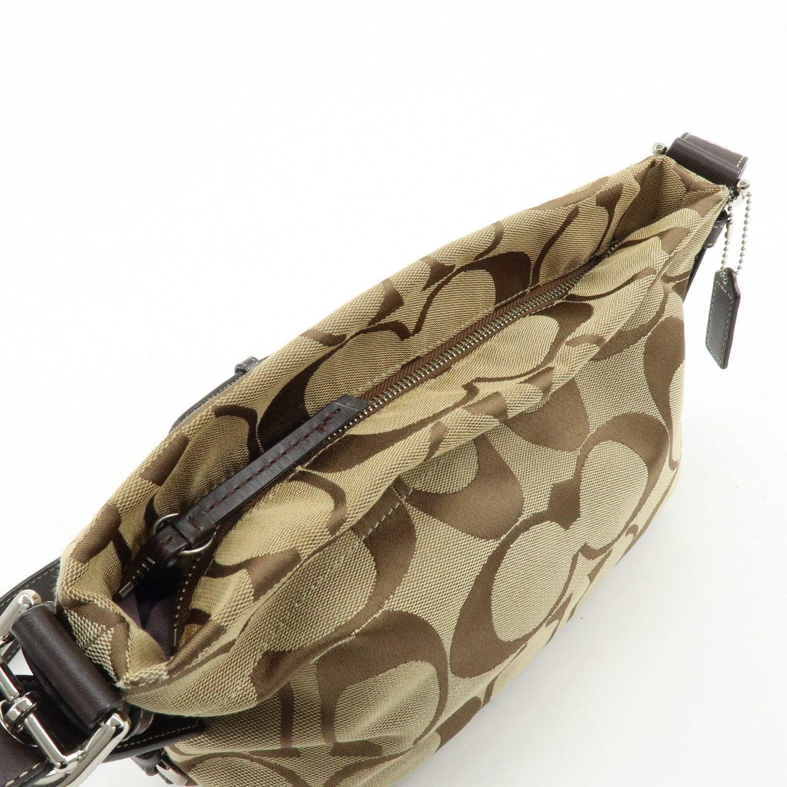 COACH Set of 2 Signature Canvas Leather Shoulder Bag Beige