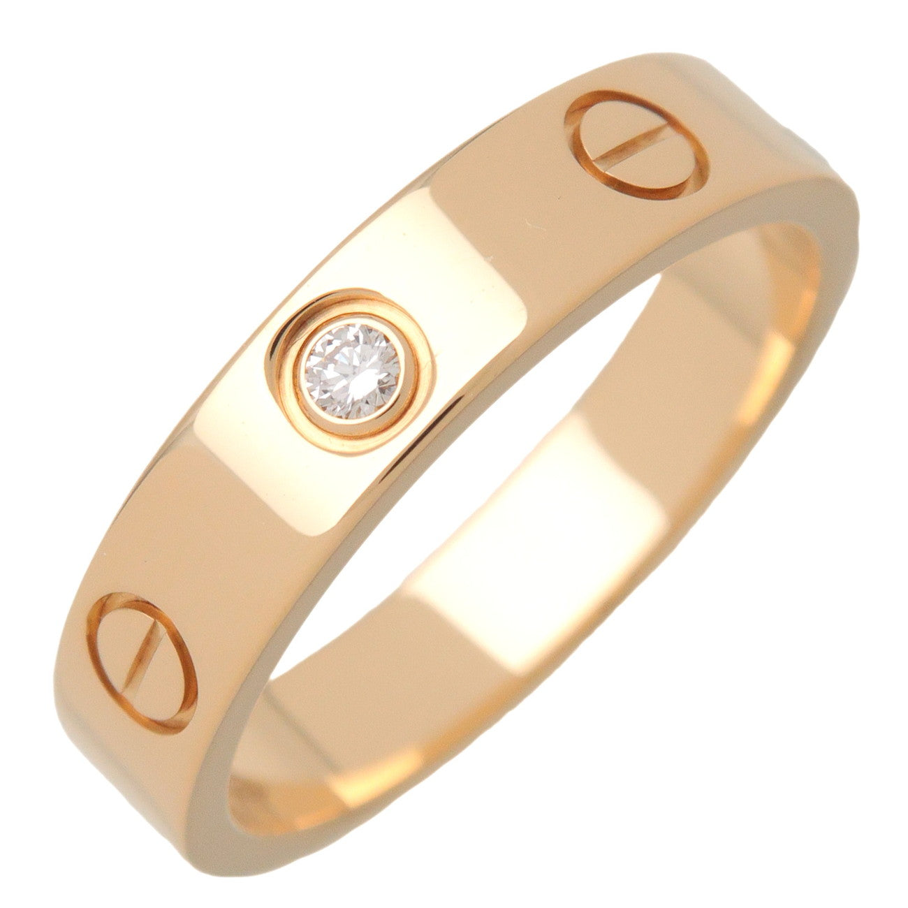 Cartier Mini Love 1P Diamond Ring K18 750YG Yellow Gold #51 US5.75