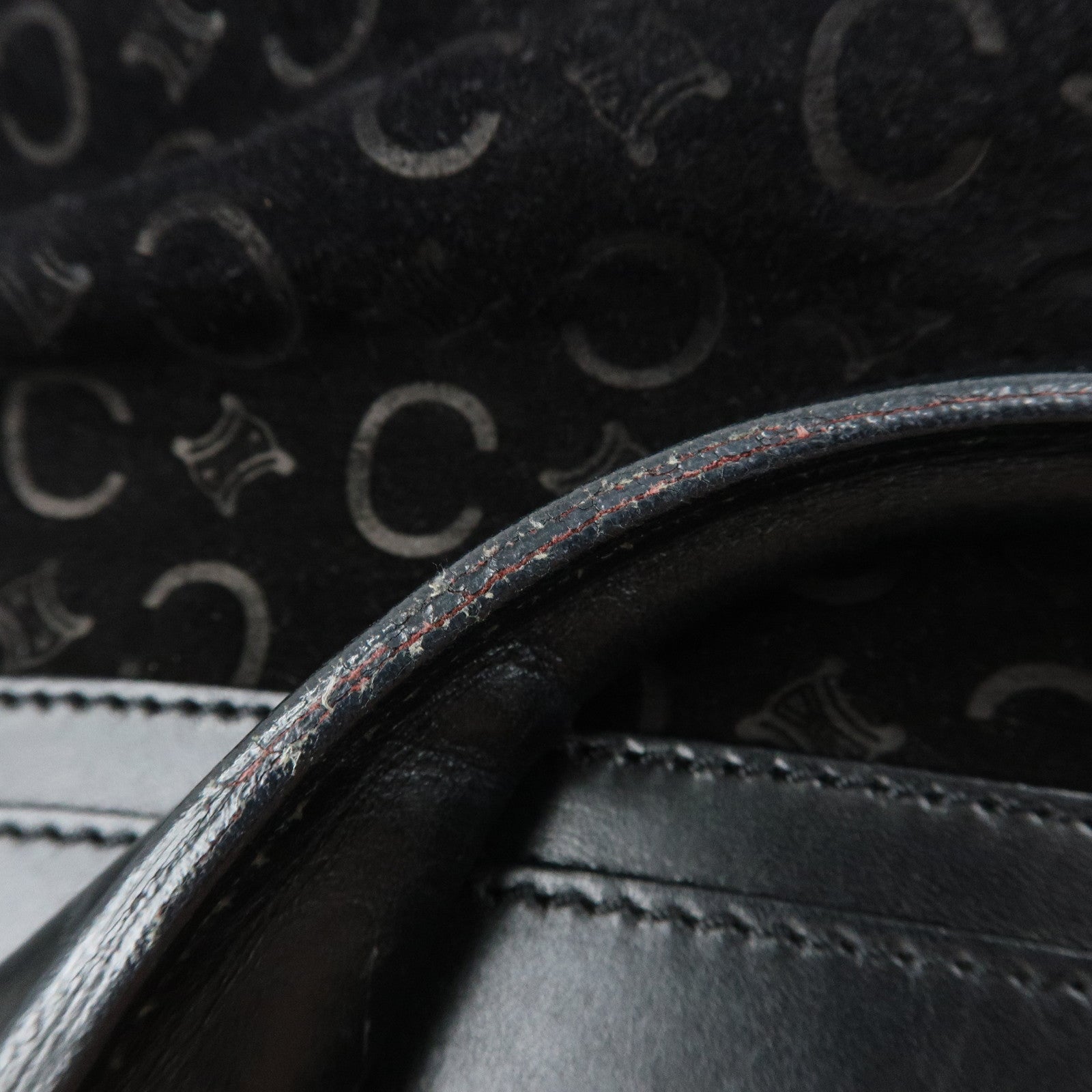 CELINE C Macadam Suede Leather Boogie Bag Hand Bag Black