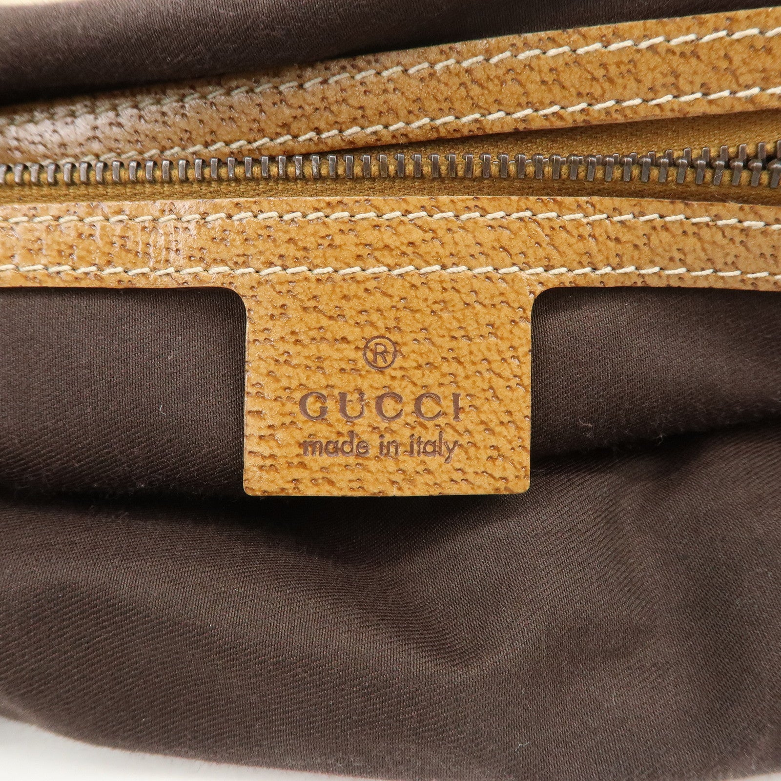 GUCCI Bamboo GG Canvas Shoulder Bag Hand Bag Beige 124293