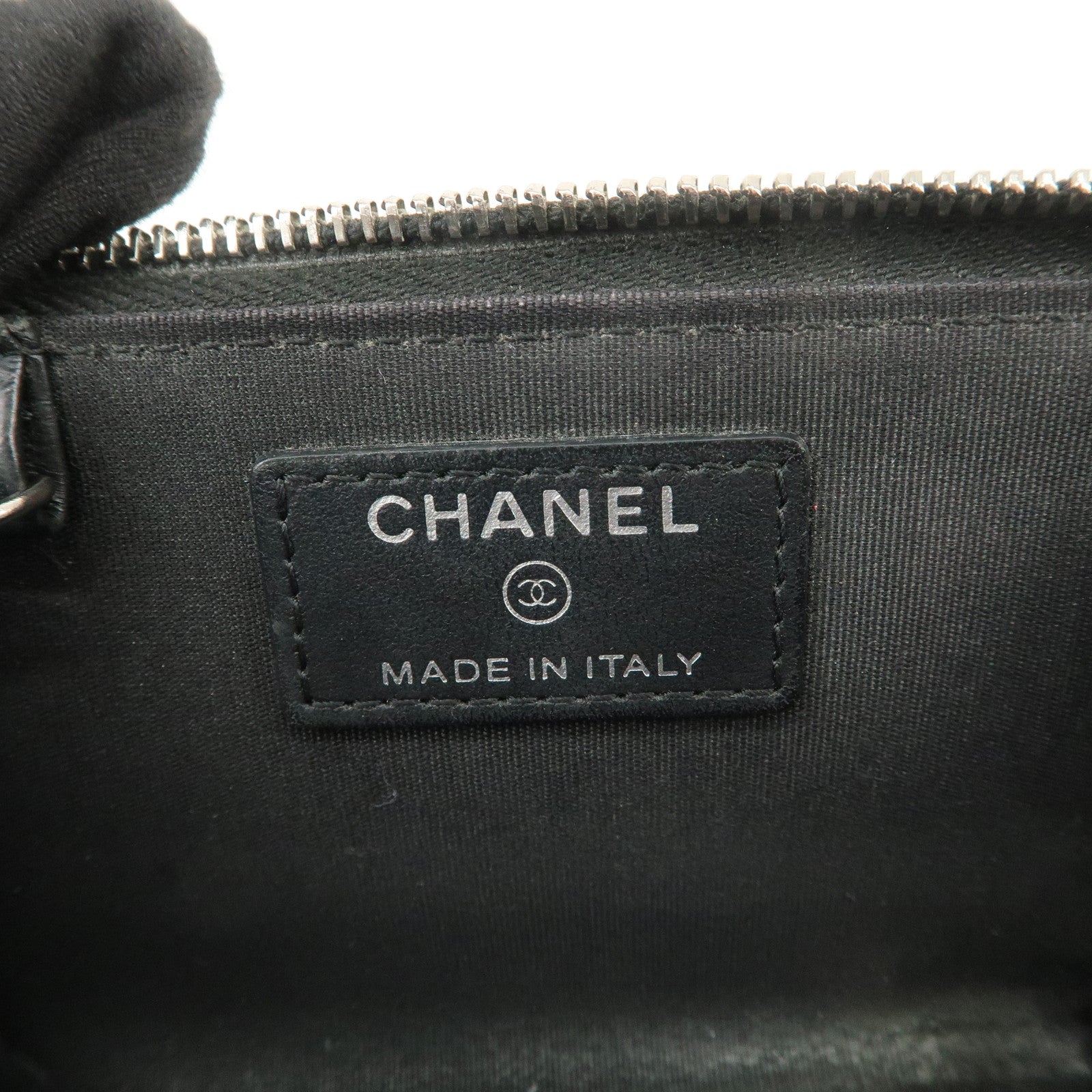 CHANEL Camellia Lamb Skin Coin Case Coin Purse Black