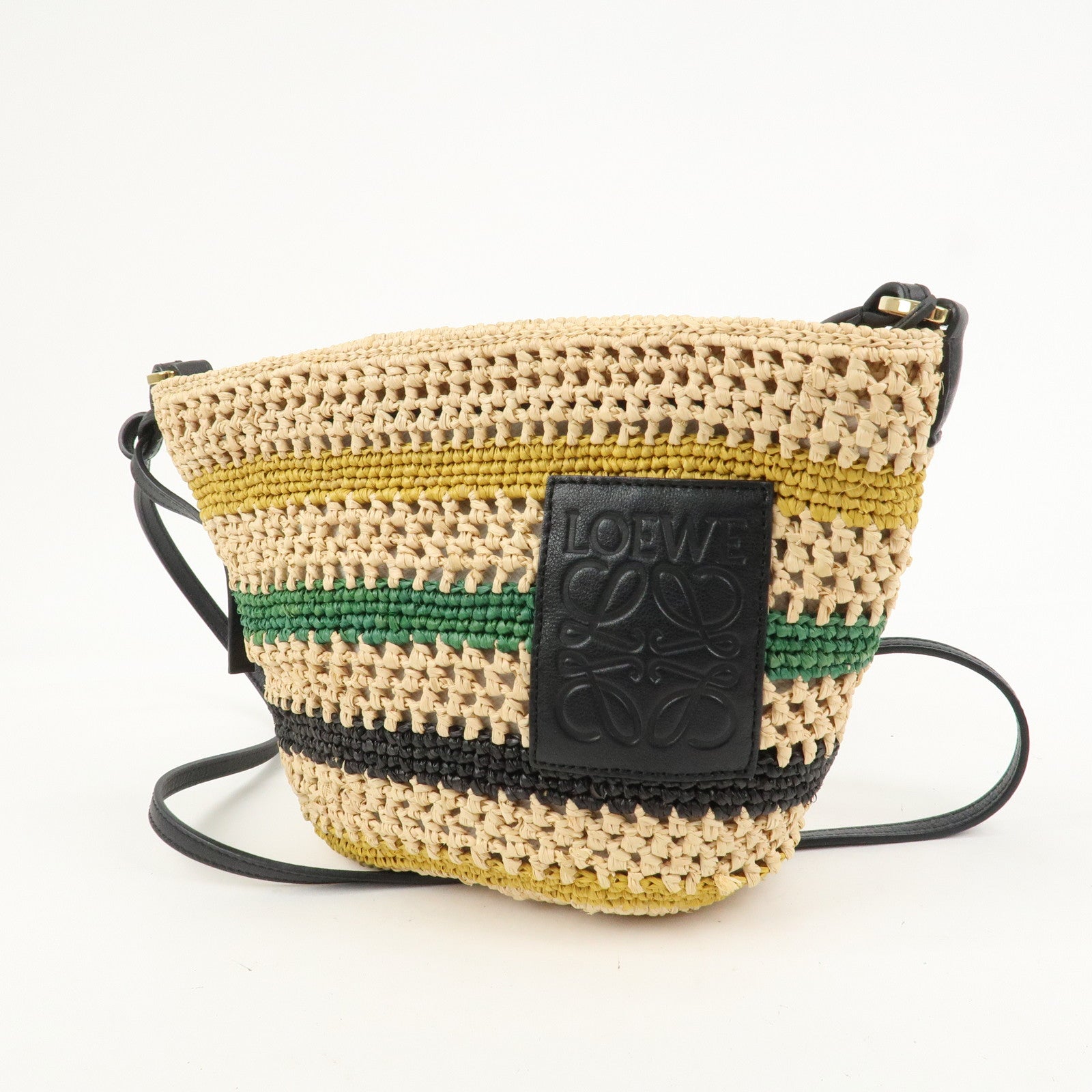 LOEWE Raffia Leather Pochette Bag Shoulder Bag Natural