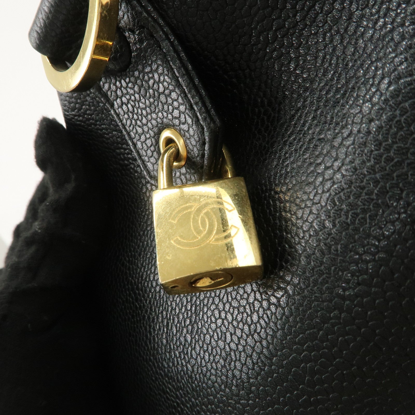 CHANEL COCO Mark Caviarskin Mini Boston Bag Hand Bag Black Used