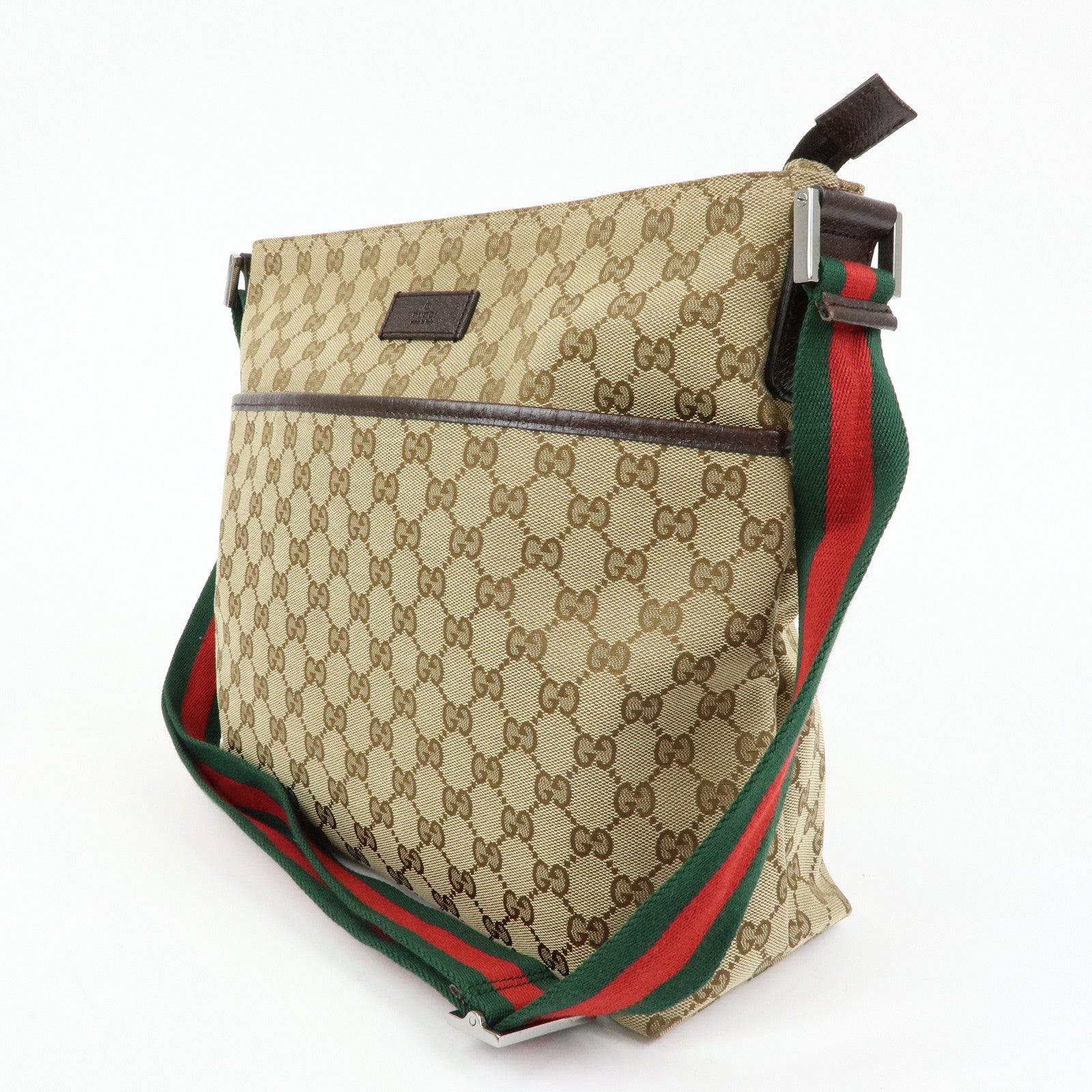 GUCCI Sherry GG Canvas Leather Shoulder Bag Beige Brown 189751