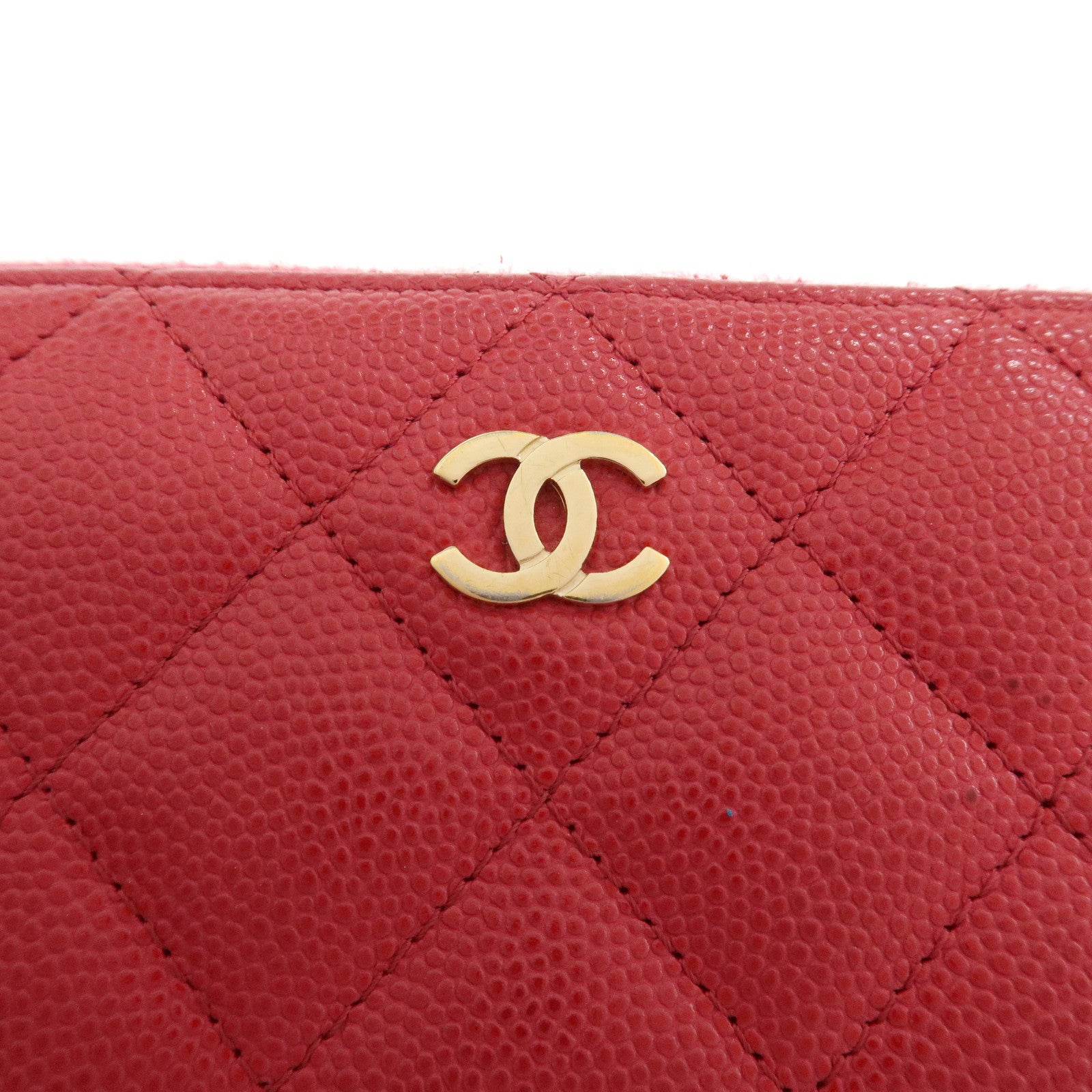 CHANEL COCO Mark Caviarskin Round Zippy Long Wallet Pink
