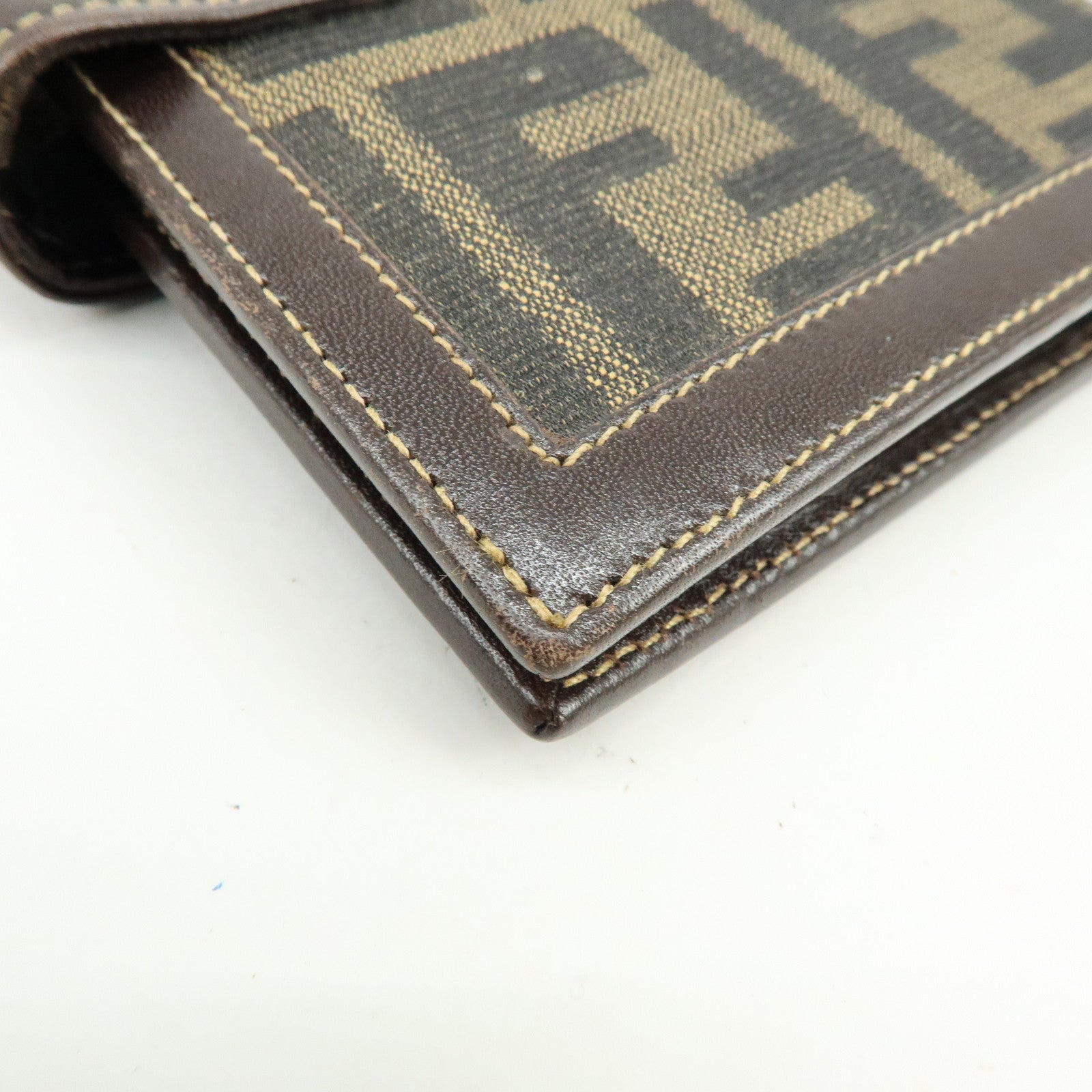 FENDI Zucca Canvas Leather Agenda Planner Cover Brown Black 30153