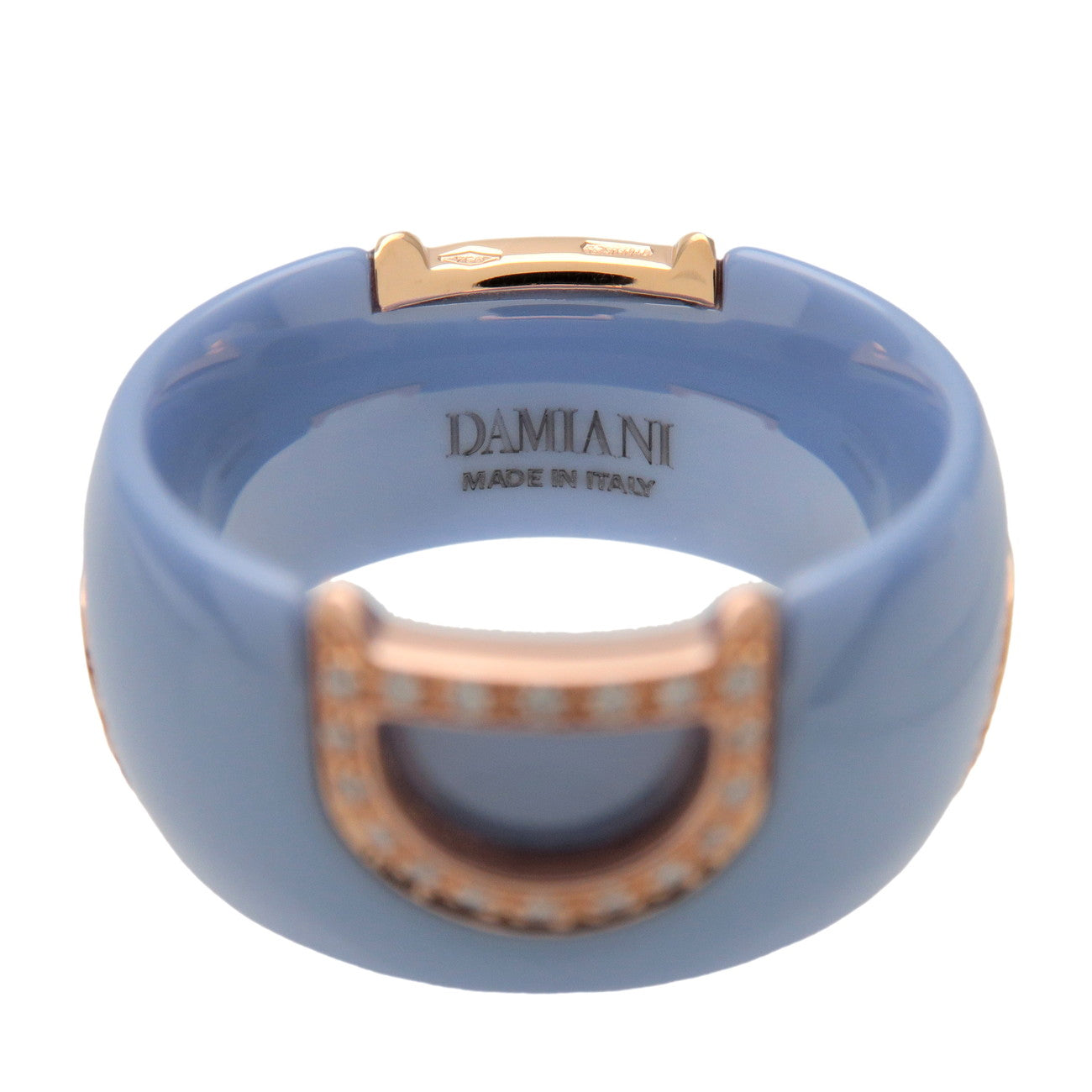 DAMIANI D.Icon Ceramic Diamond K18 750PG Ring Blue Rose Gold US6.5