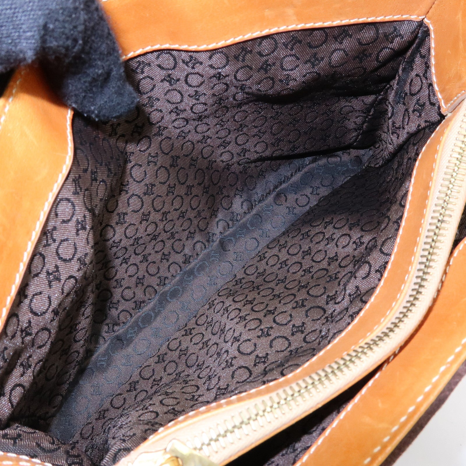 CELINE C Macadam Suede Leather Hand Bag Dark Brown