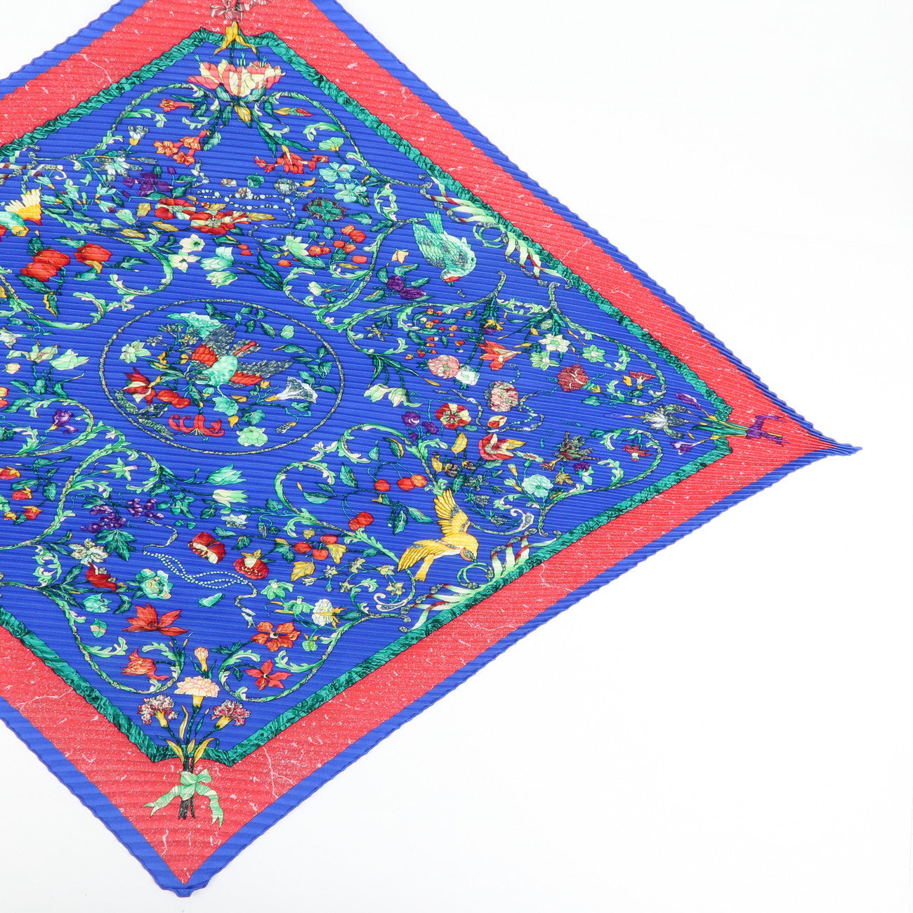 HERMES Pleated Carre90 Silk100% Scarf PIERRES d' ORIENT et OGGIDENT