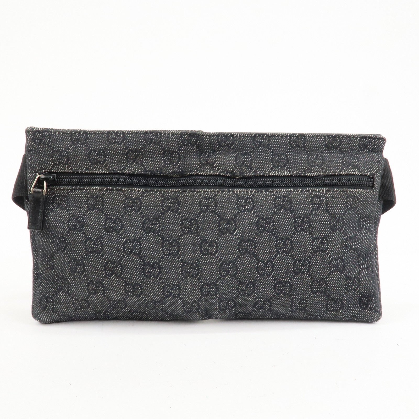 GUCCI GG Canvas Leather Waist Bag Crossbody Bag Black 28566 Used