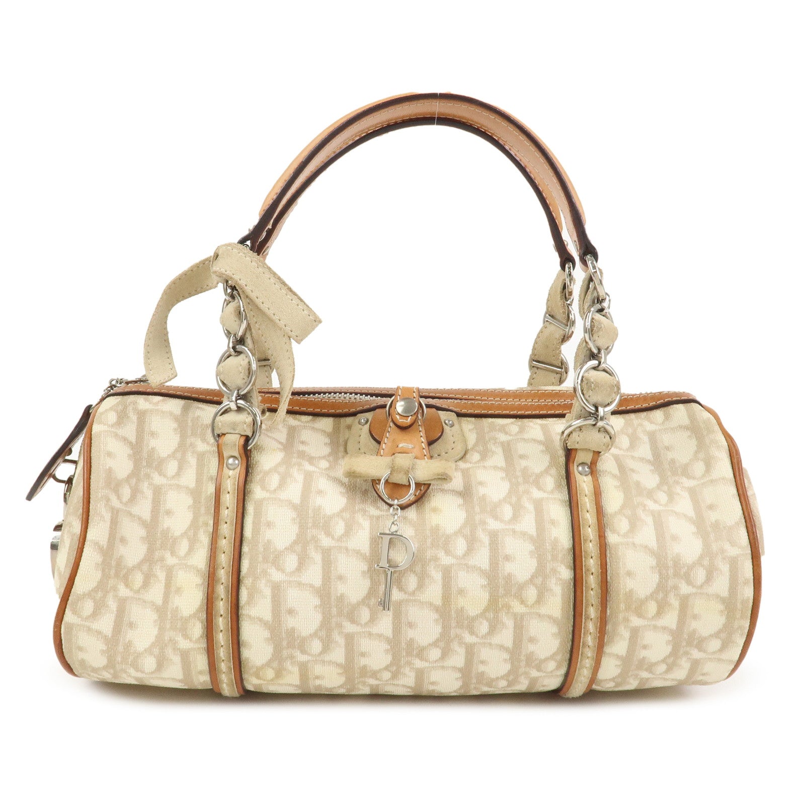 Christian Dior Romantic Trotter PVC Leather Hand Bag Beige