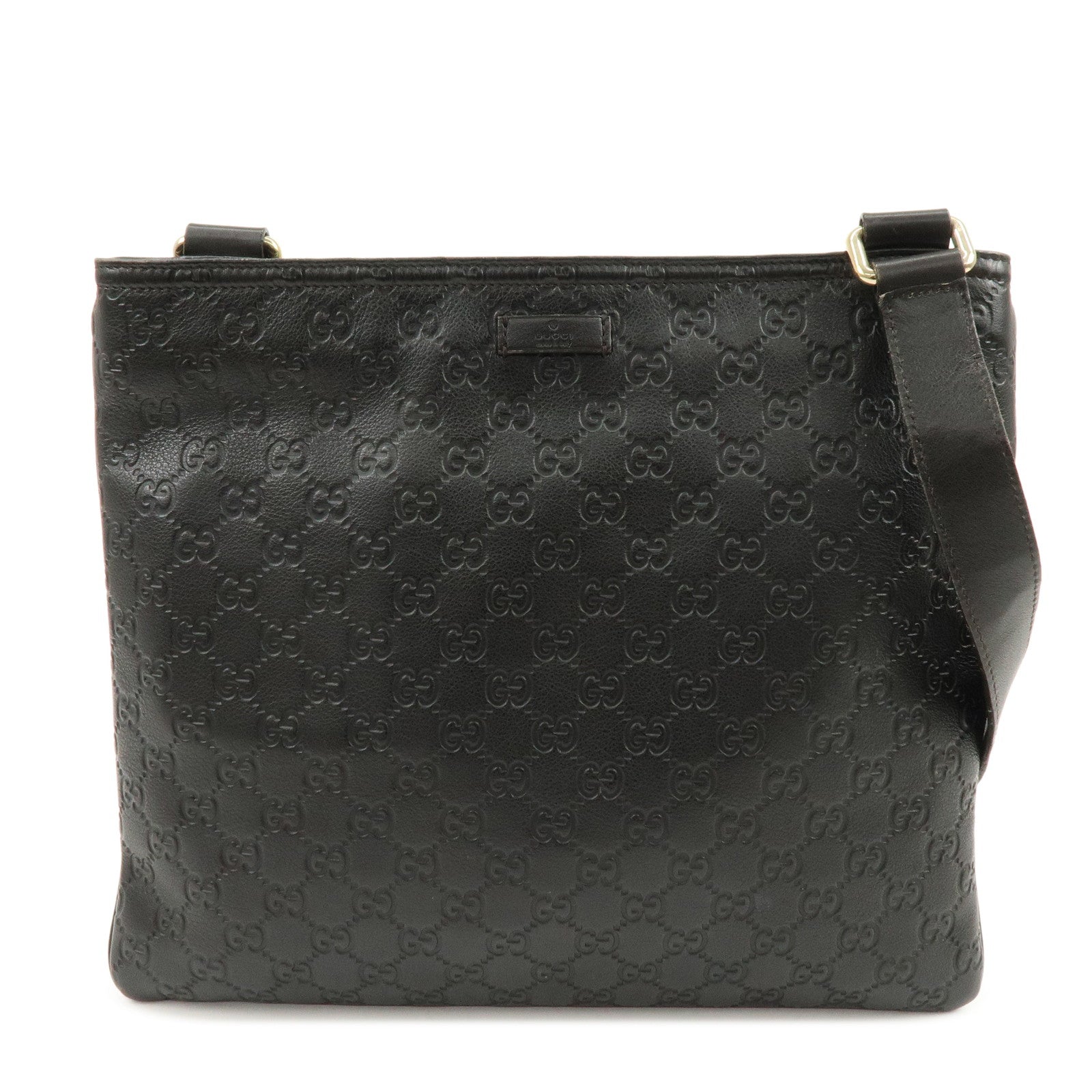 GUCCI Guccissima Leather Shoulder Bag Crossbody Bag Dark Brown