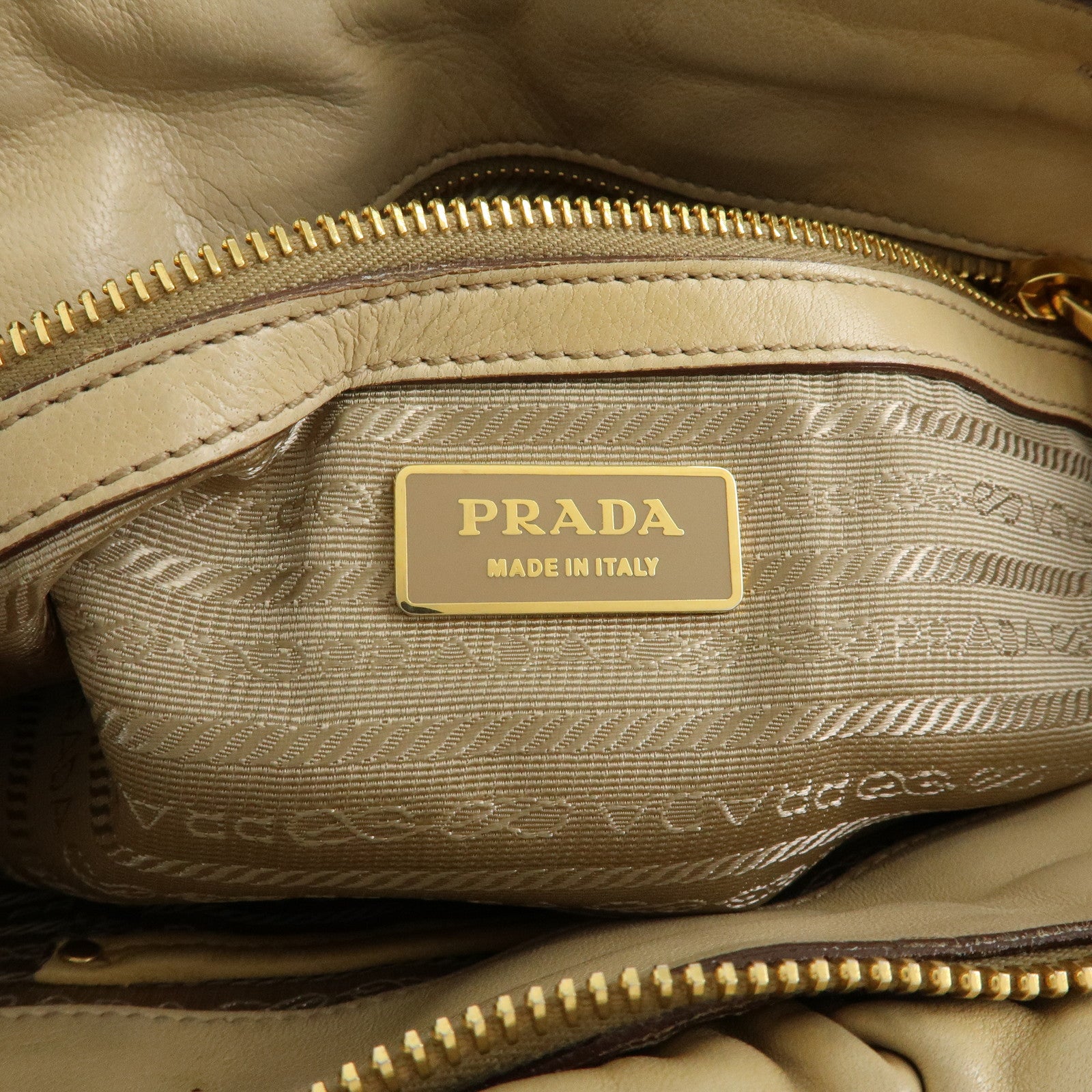 PRADA Nappa Leather 2Way Bag Hand Bag Shoulder Bag Camel BN1407