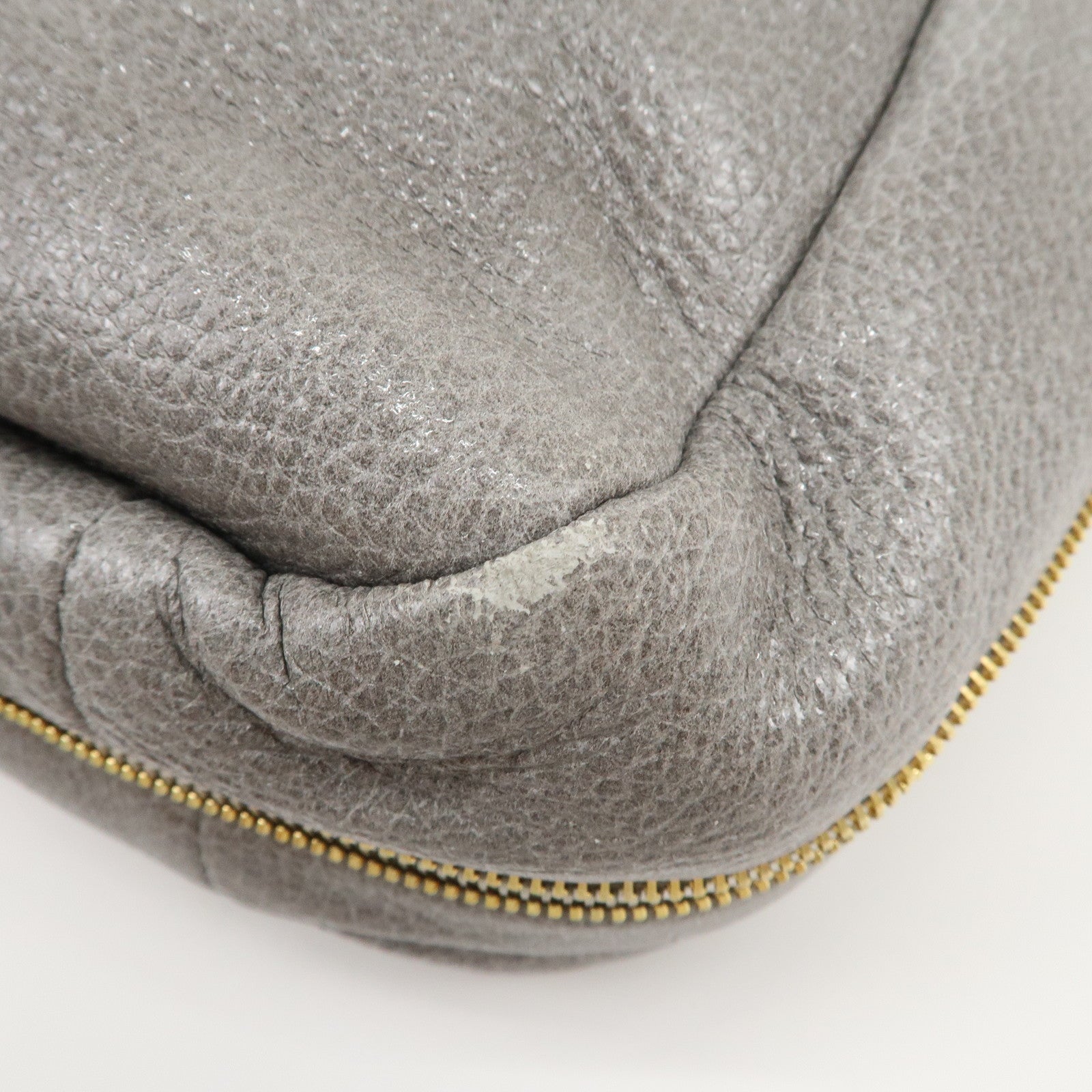PRADA Logo Leather 2Way Bag Hand Bag Shoulder Bag Gray BN1695