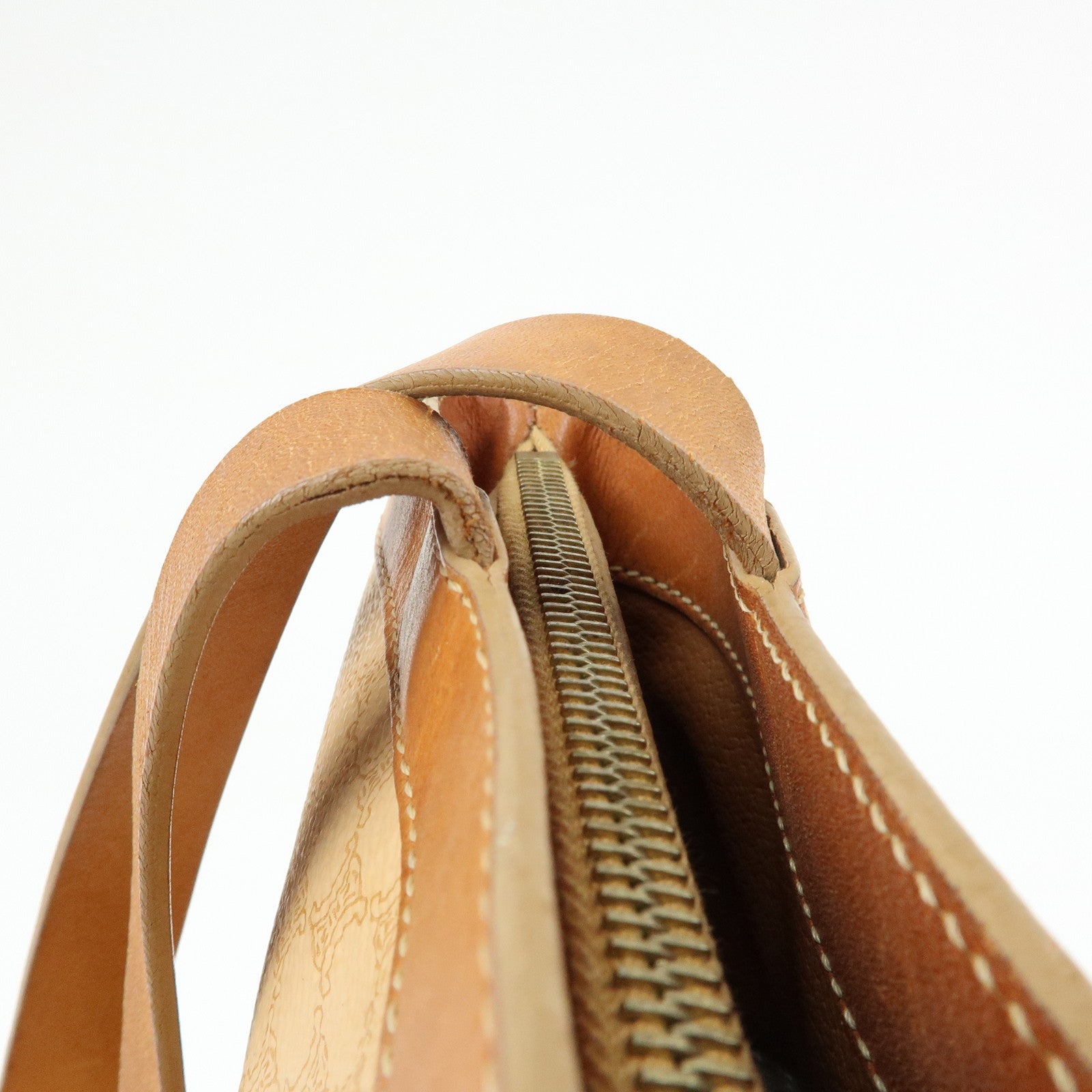 CELINE Macadam PVC Leather Tote Bag Shoulder Bag Beige Light Brown