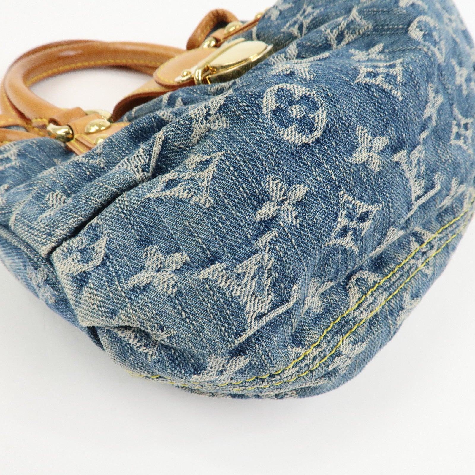 Louis Vuitton Monogram Denim Pleaty Hand Bag Blue M95020