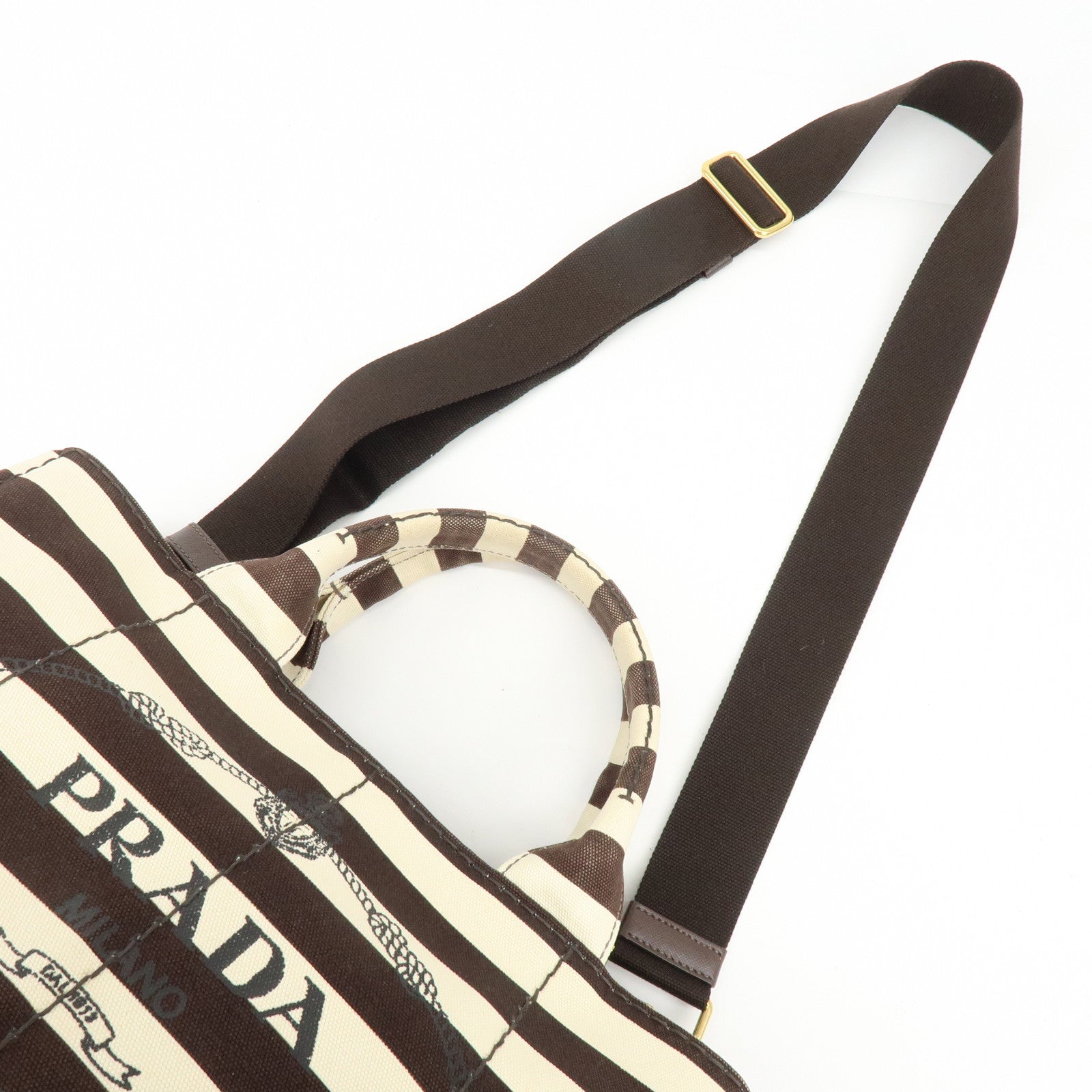 PRADA Canapa Triangle Logo Canvas 2Way Hand Bag Shoulder Bag B2642B